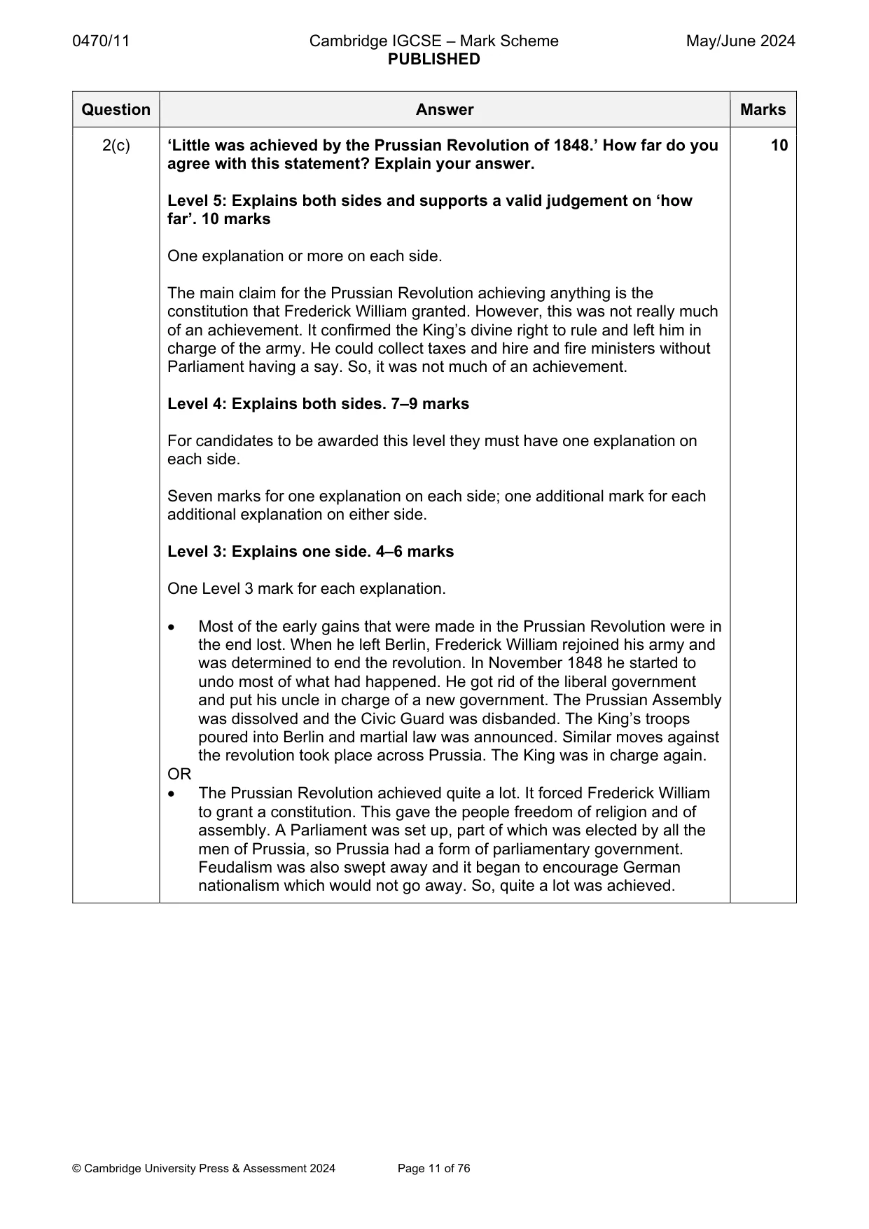 Mark scheme, page 11 of 76