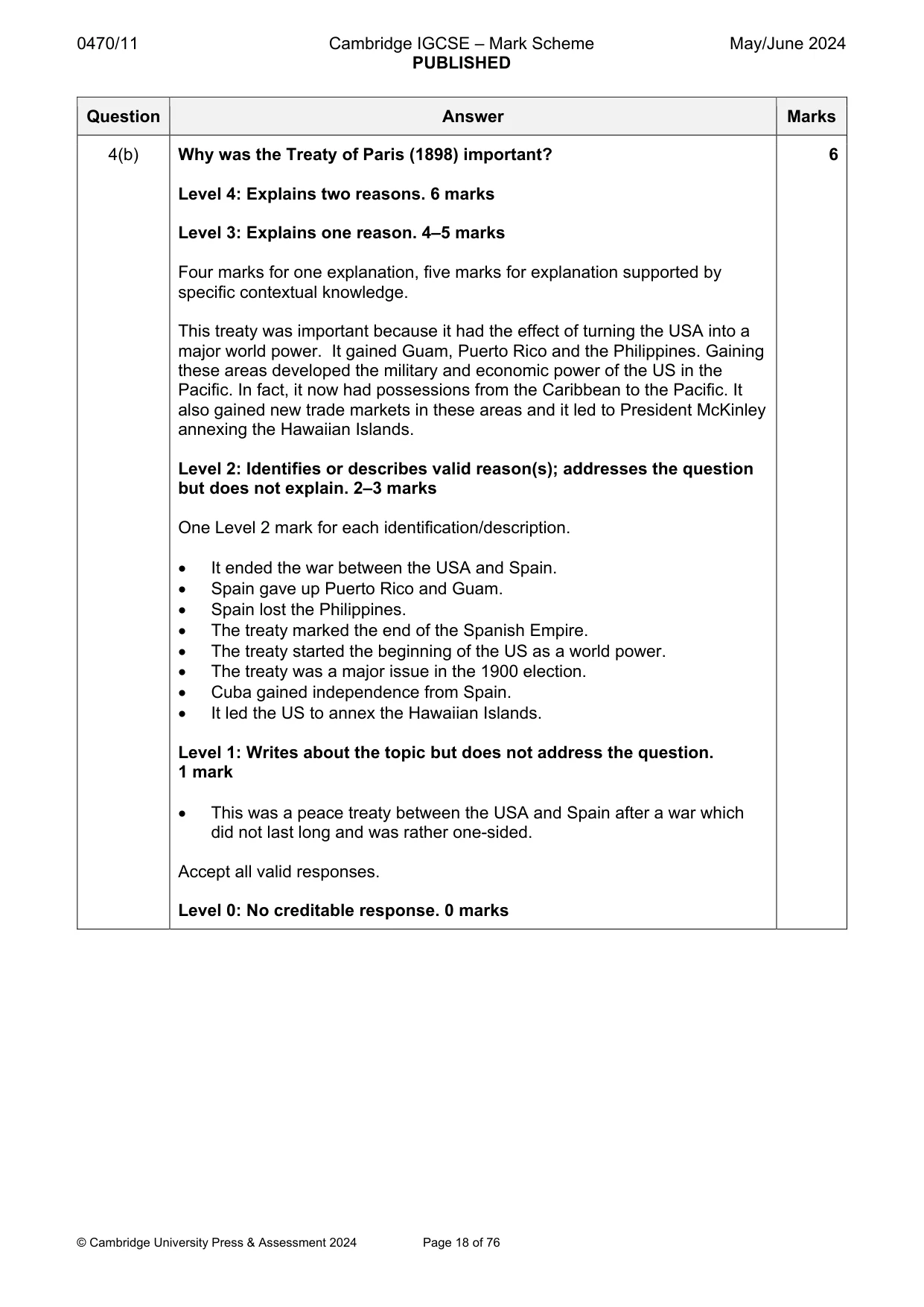 Mark scheme, page 18 of 76