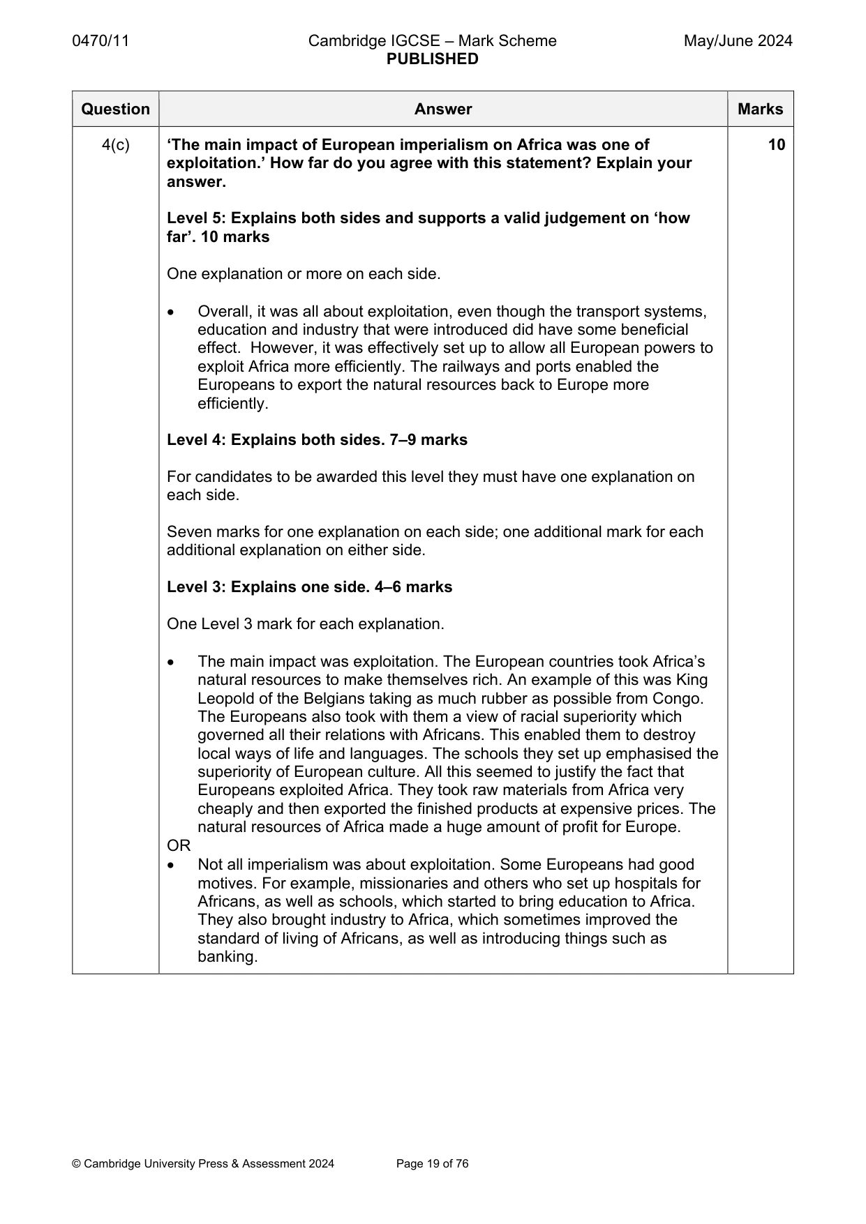 Mark scheme, page 19 of 76