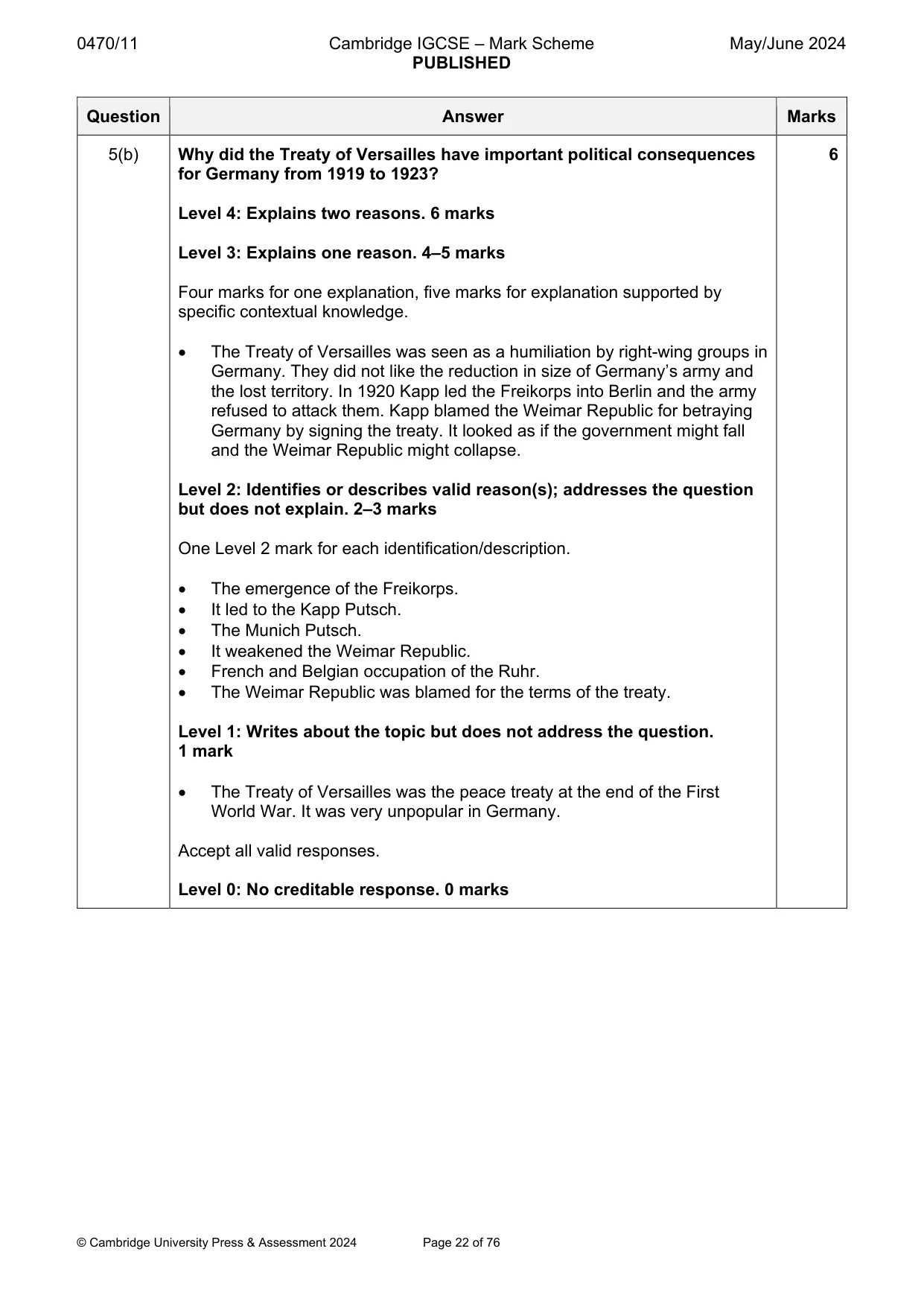 Mark scheme, page 22 of 76