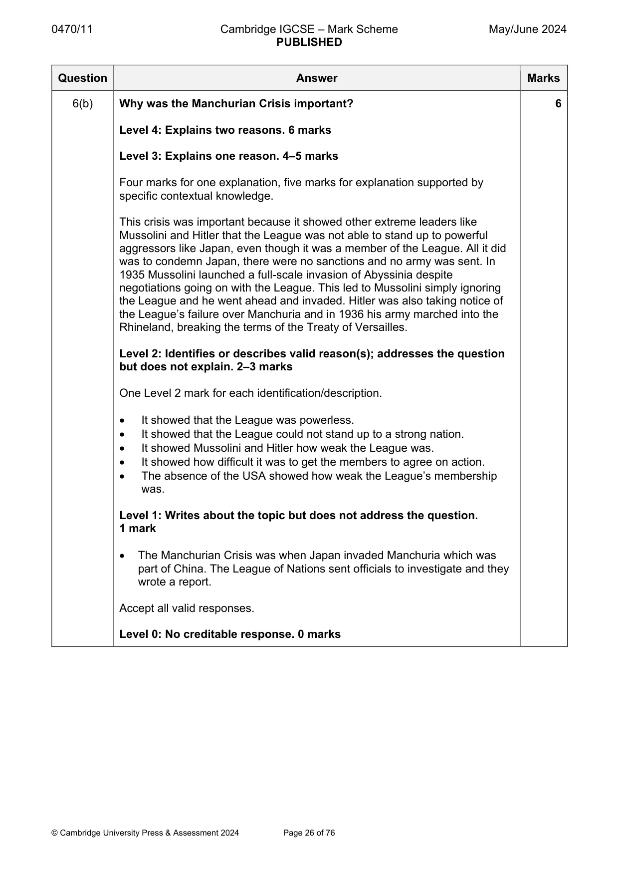 Mark scheme, page 26 of 76