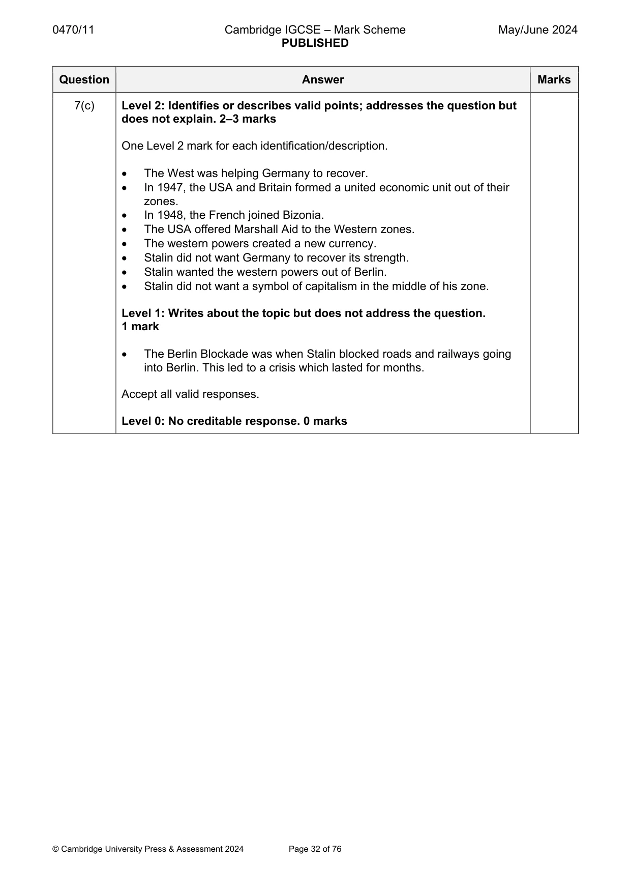 Mark scheme, page 32 of 76