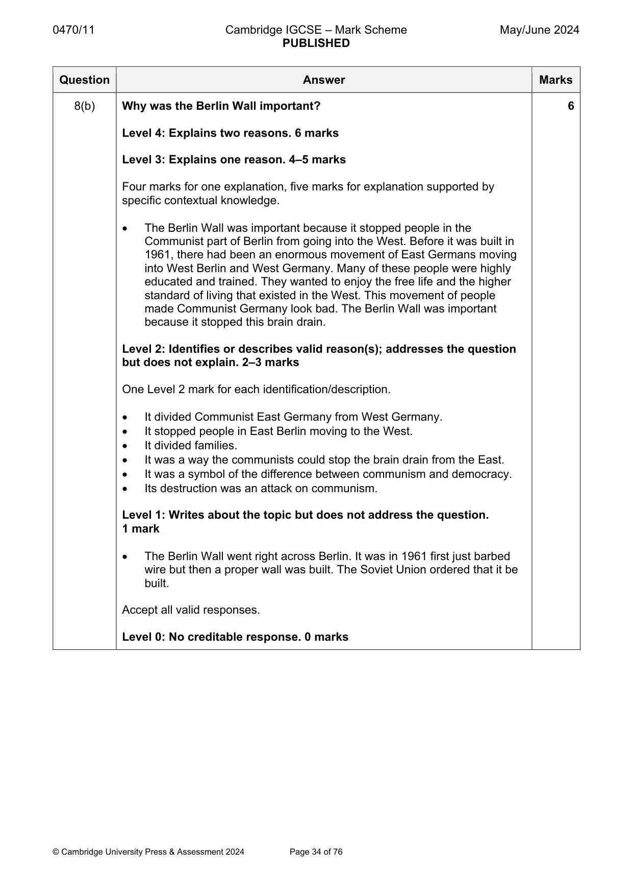 Mark scheme, page 34 of 76