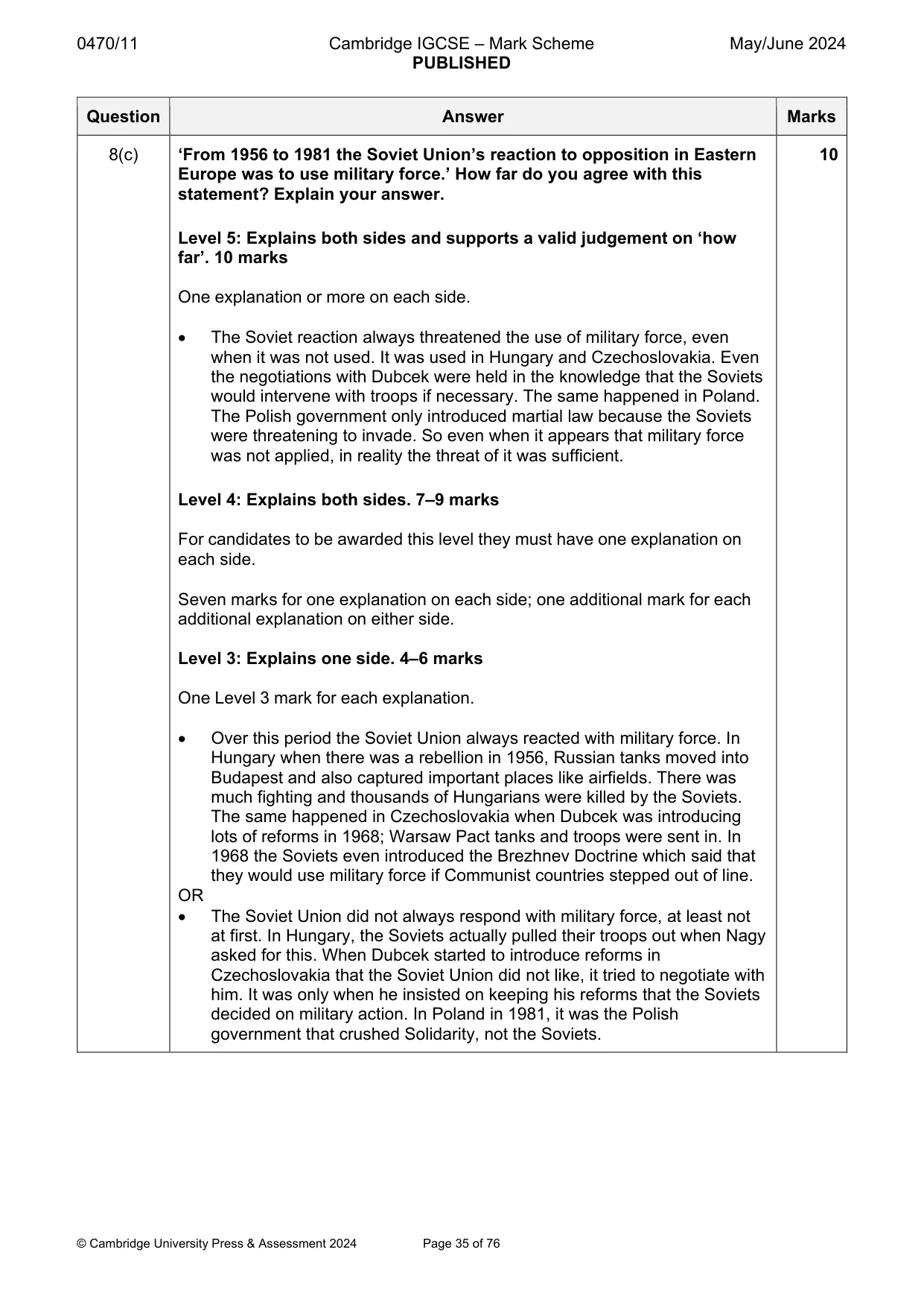 Mark scheme, page 35 of 76