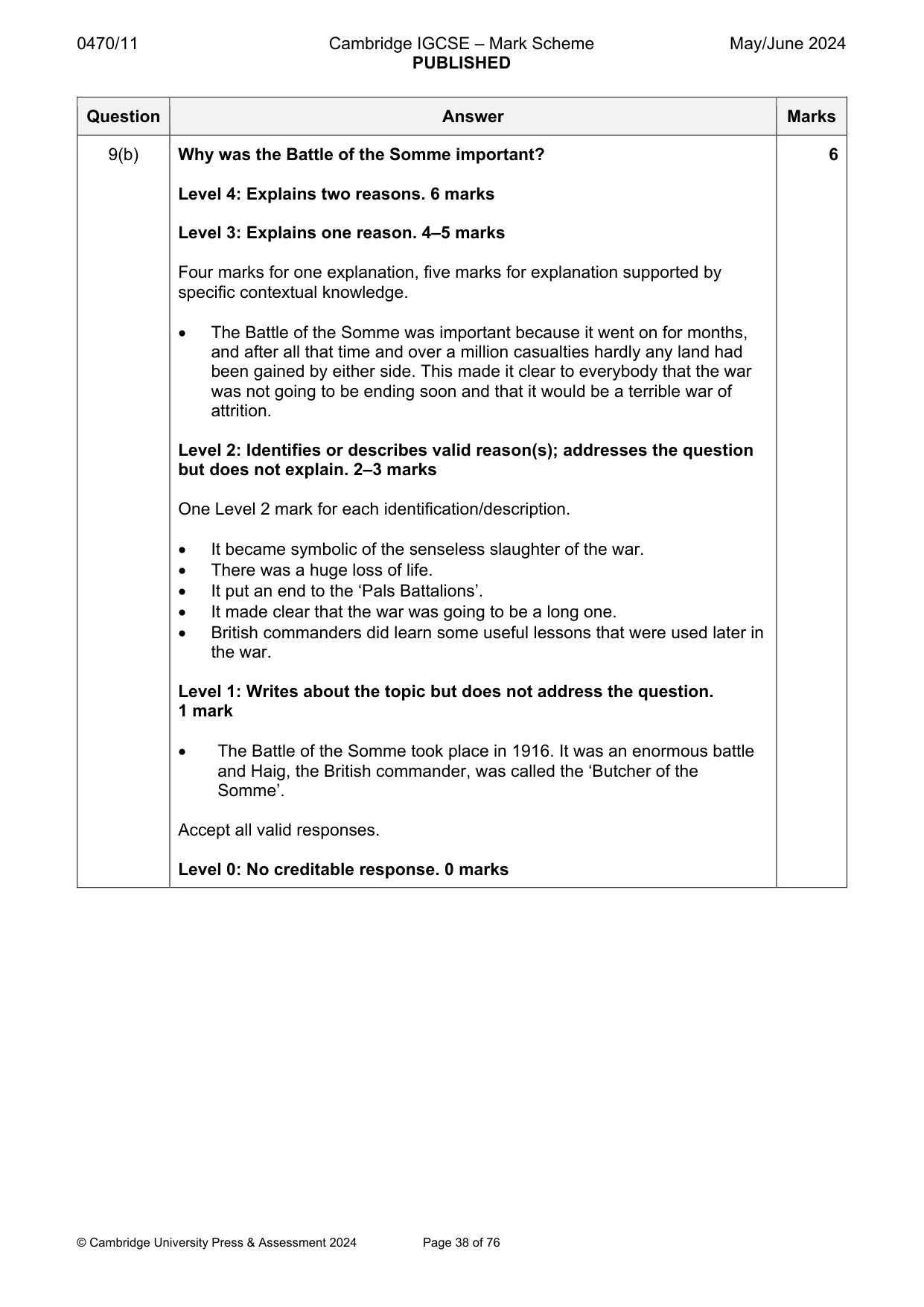 Mark scheme, page 38 of 76