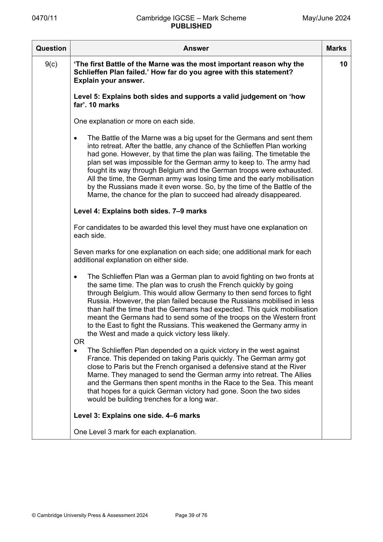 Mark scheme, page 39 of 76