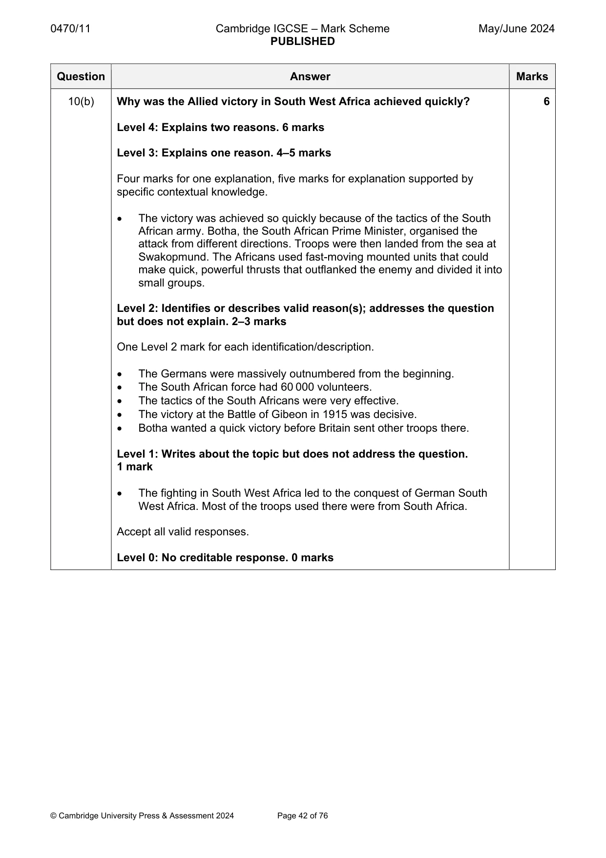 Mark scheme, page 42 of 76