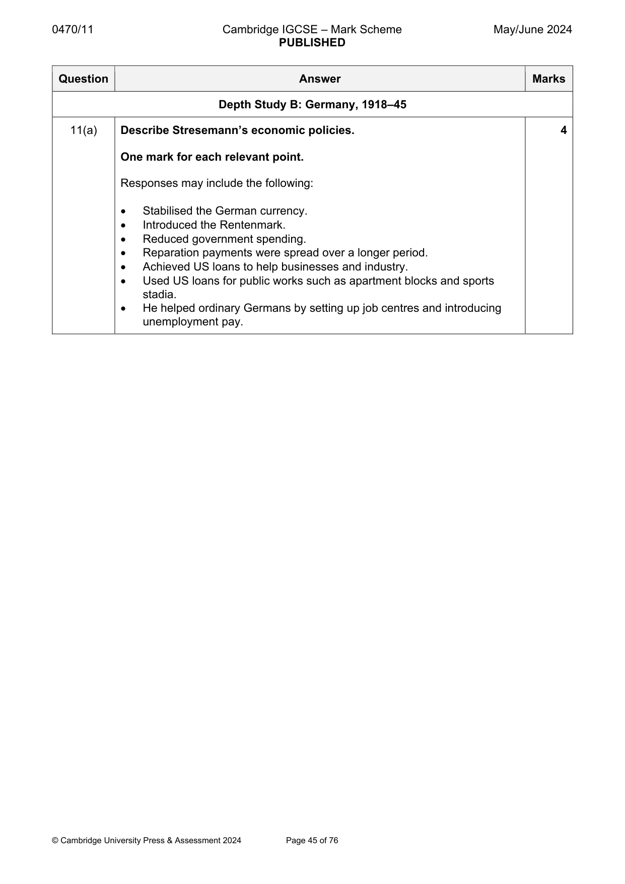 Mark scheme, page 45 of 76