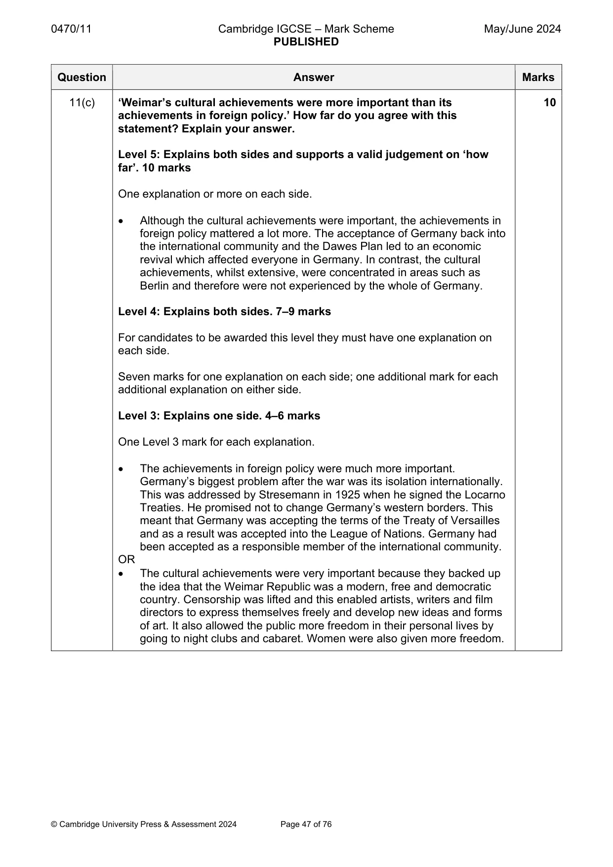 Mark scheme, page 47 of 76