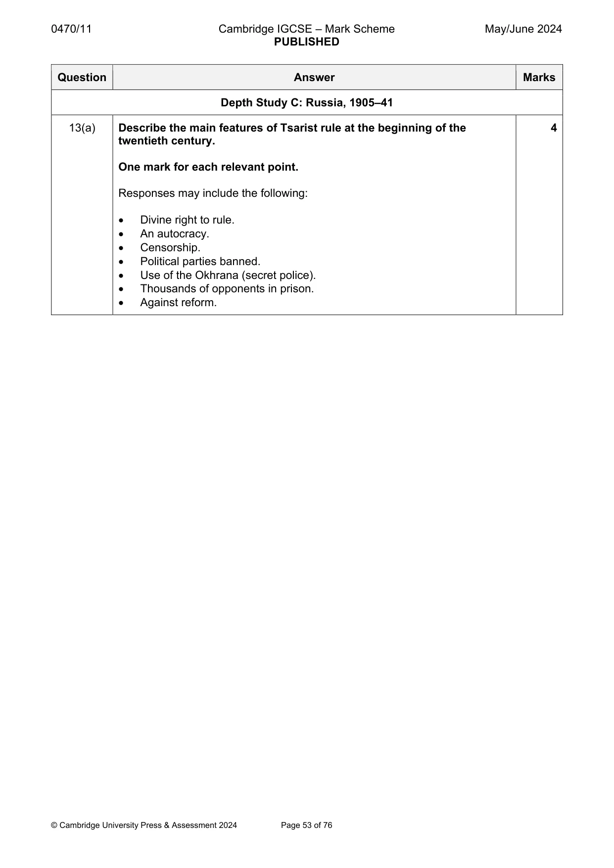 Mark scheme, page 53 of 76