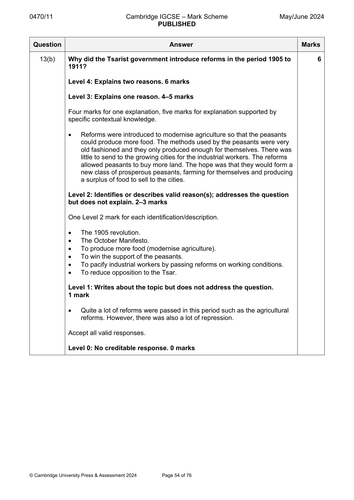 Mark scheme, page 54 of 76