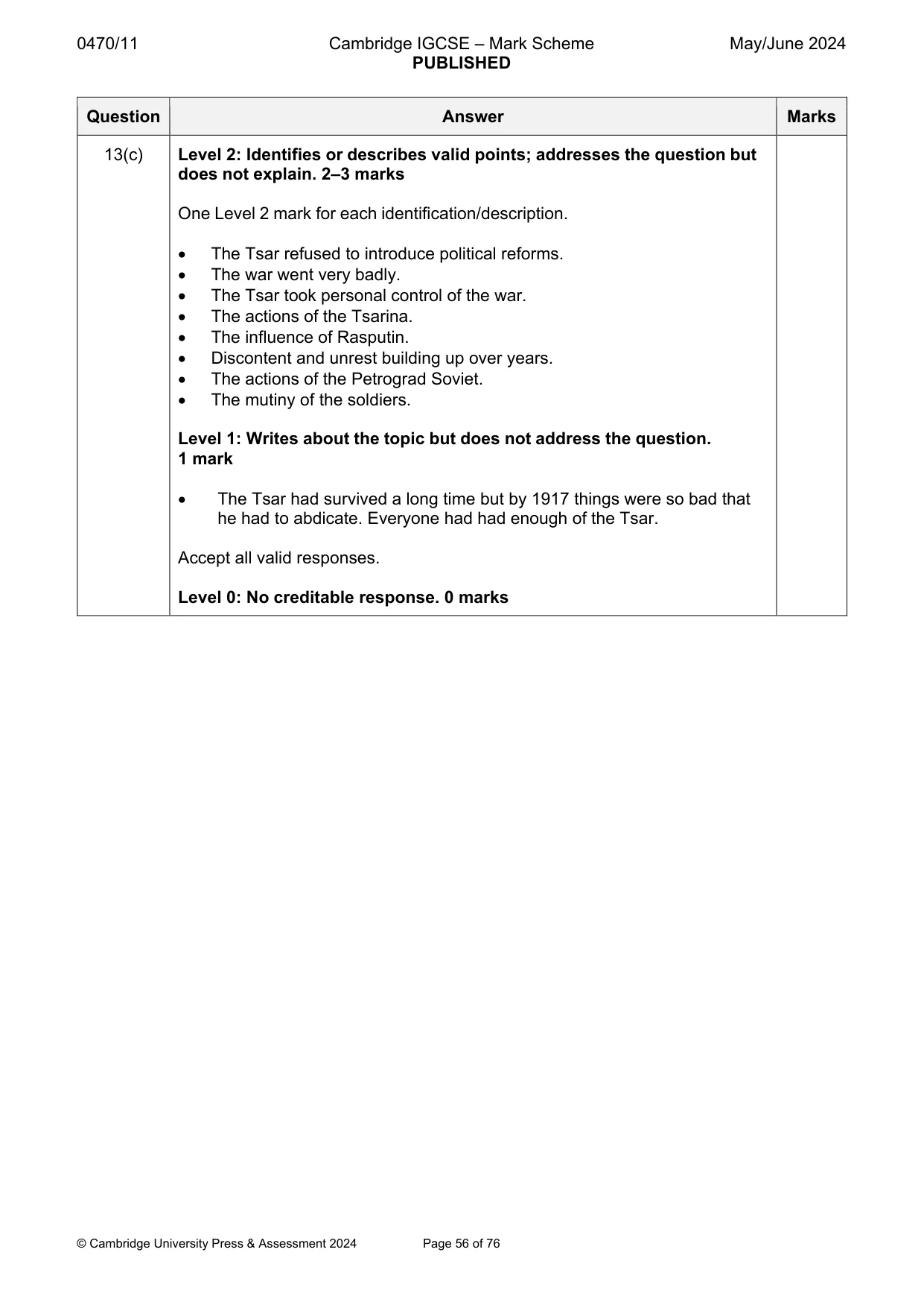 Mark scheme, page 56 of 76