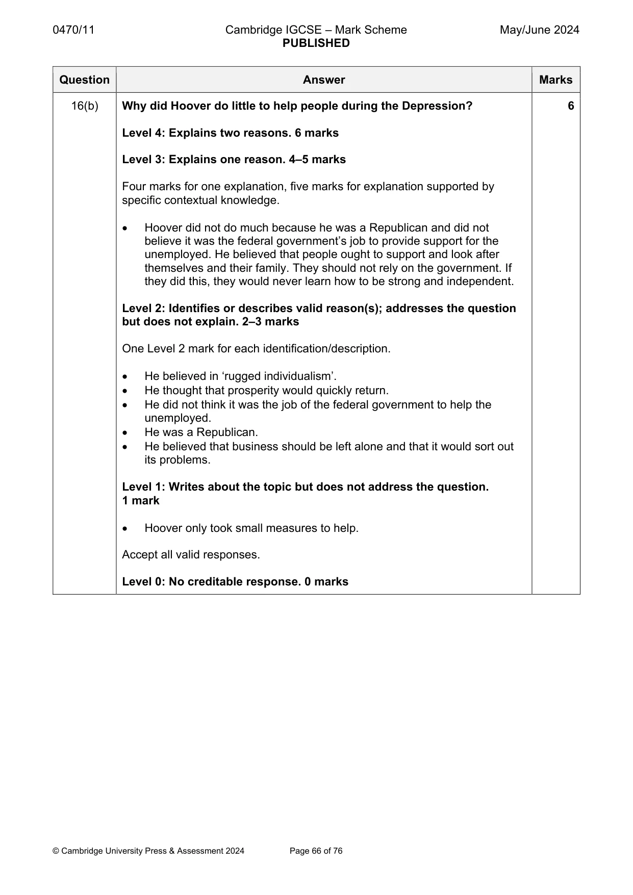 Mark scheme, page 66 of 76