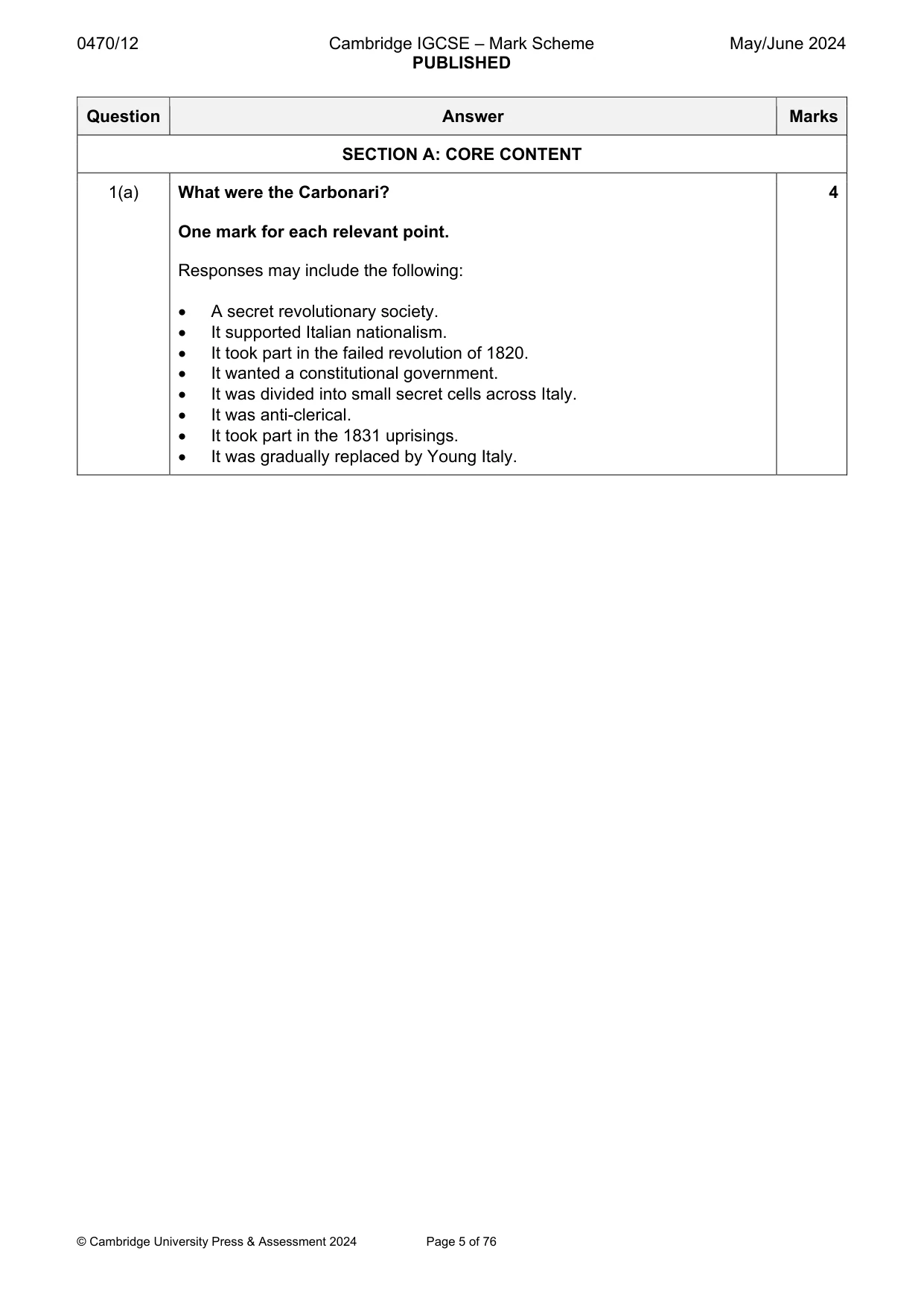 Mark scheme, page 5 of 76