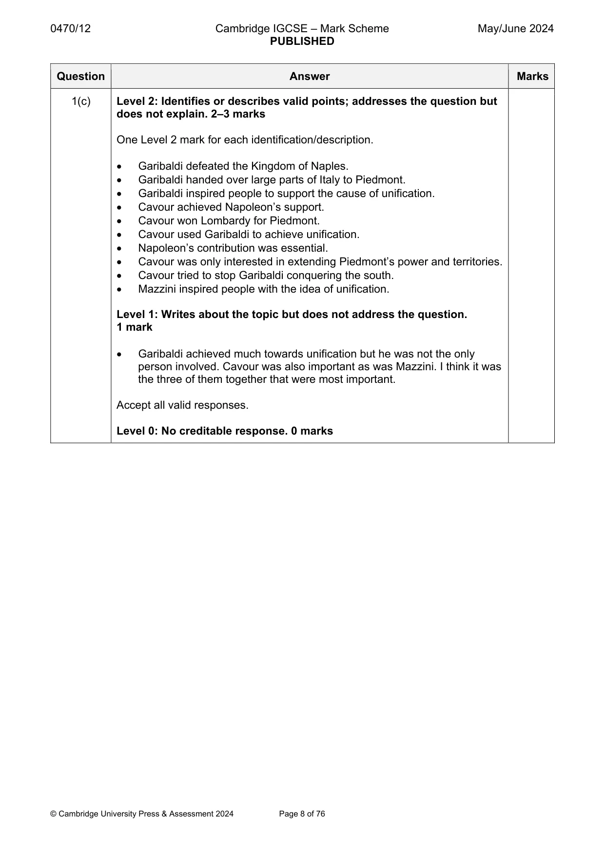Mark scheme, page 8 of 76