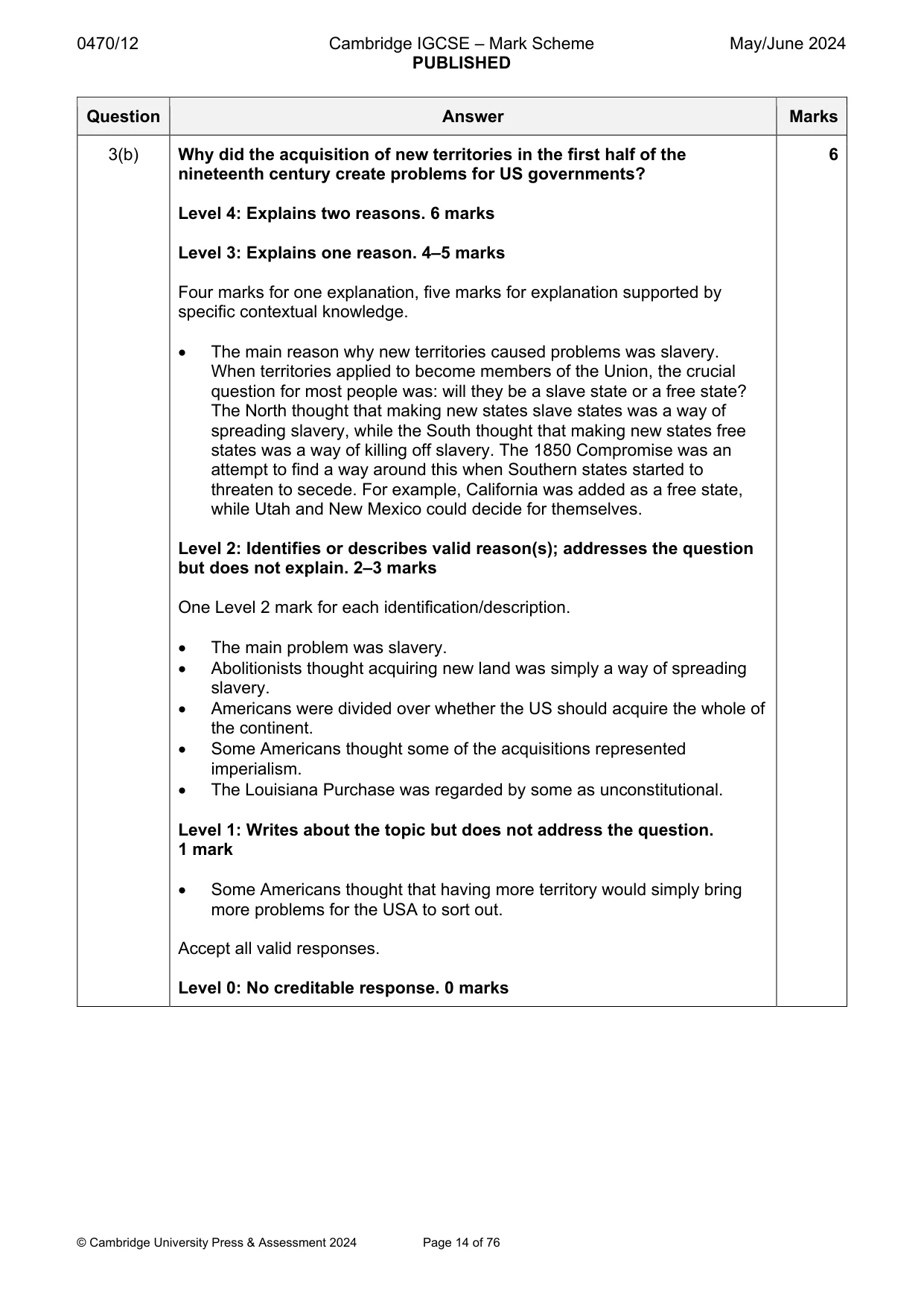 Mark scheme, page 14 of 76