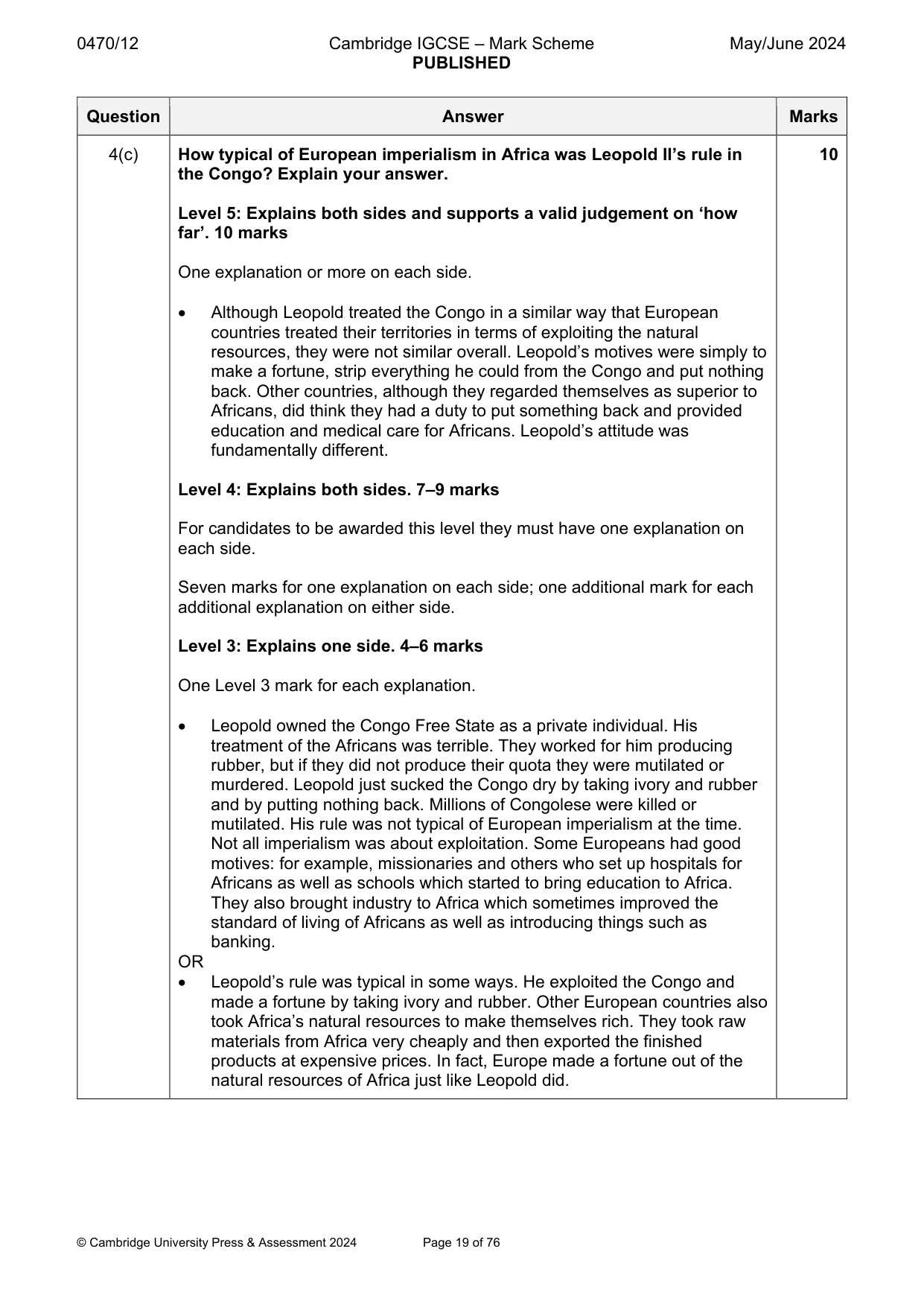 Mark scheme, page 19 of 76