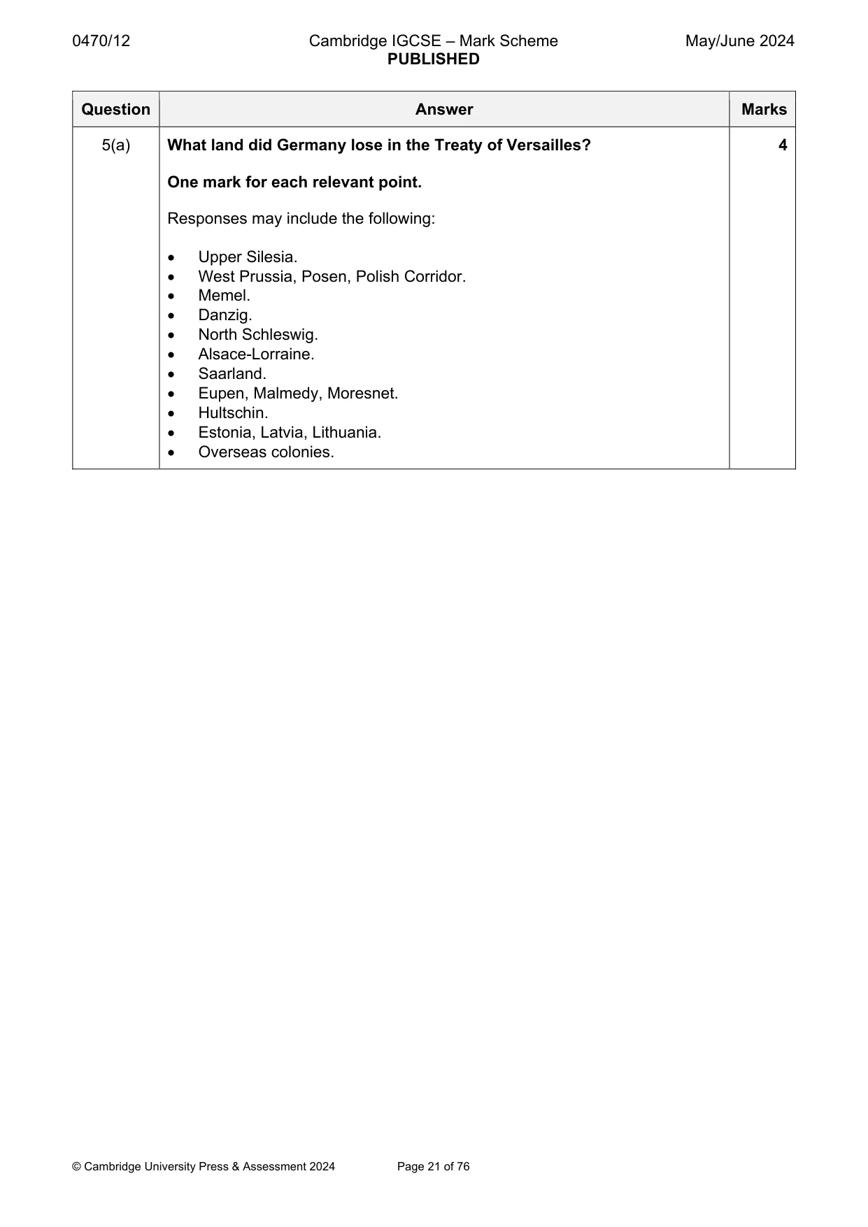 Mark scheme, page 21 of 76