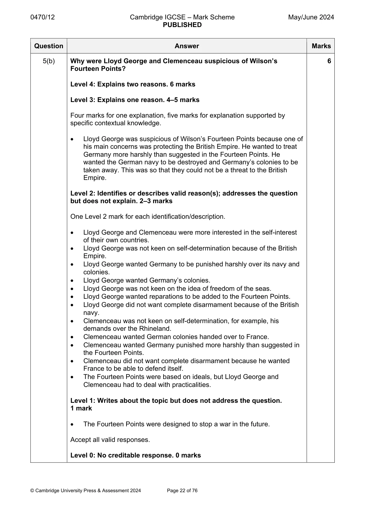 Mark scheme, page 22 of 76