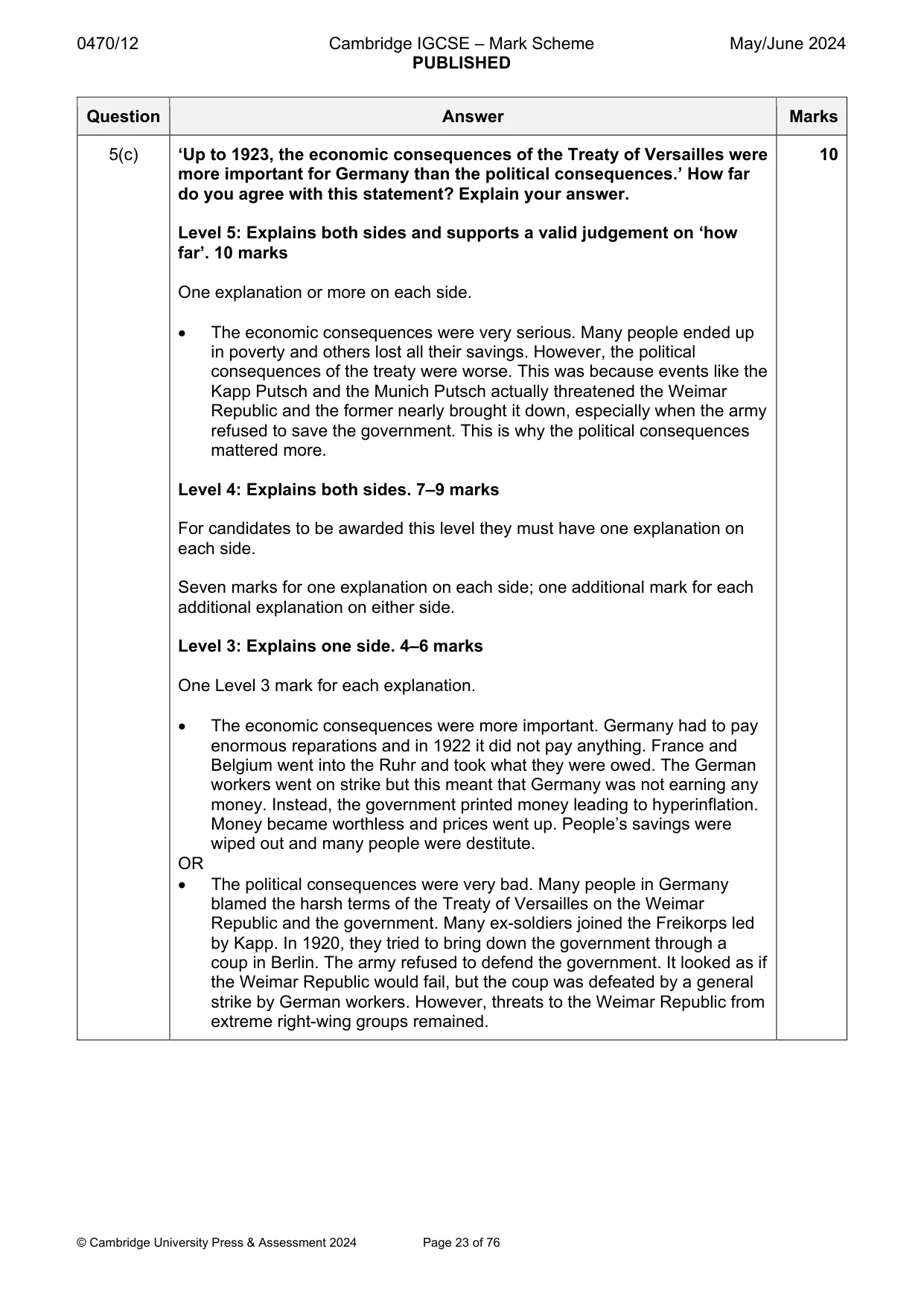 Mark scheme, page 23 of 76