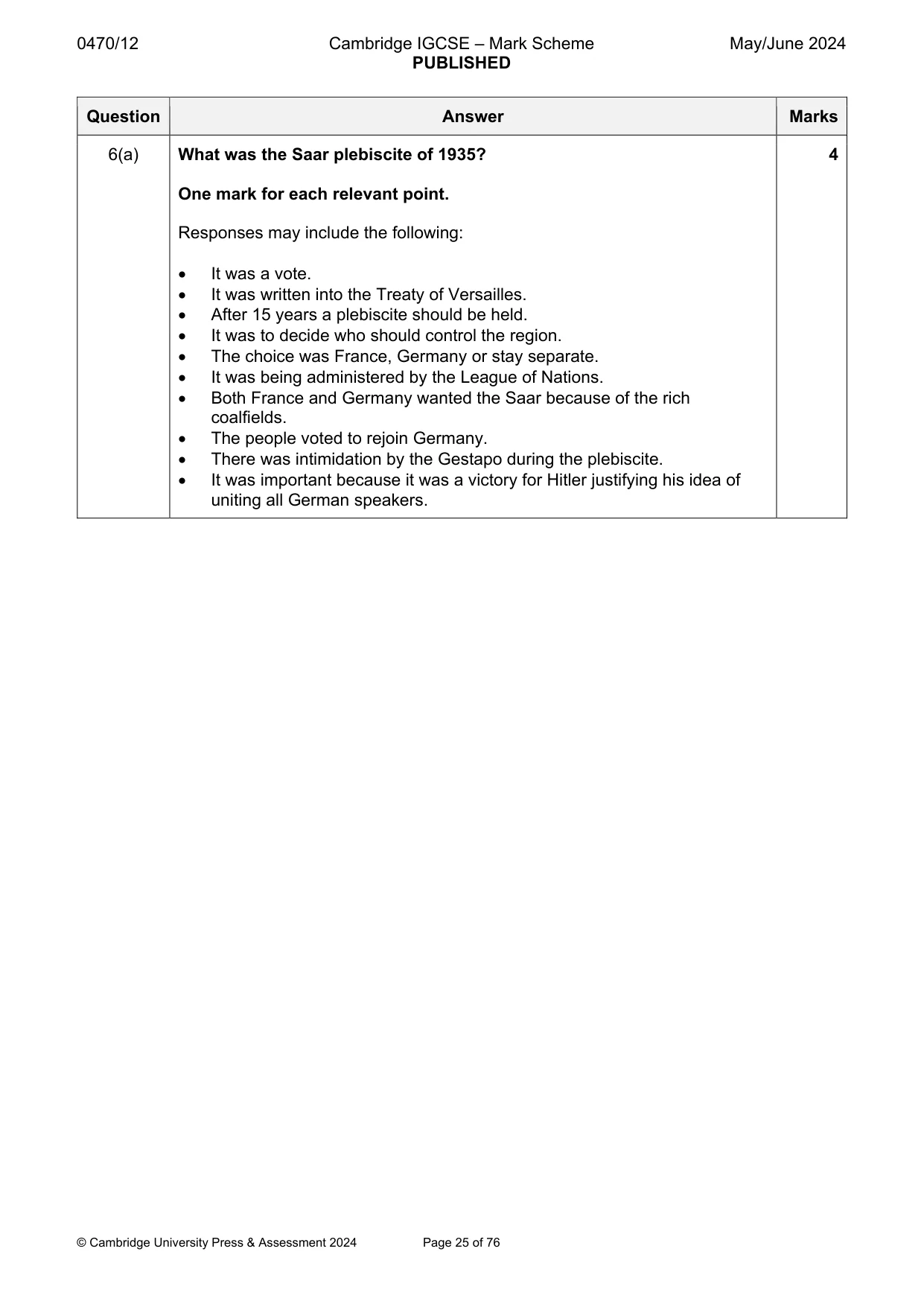 Mark scheme, page 25 of 76