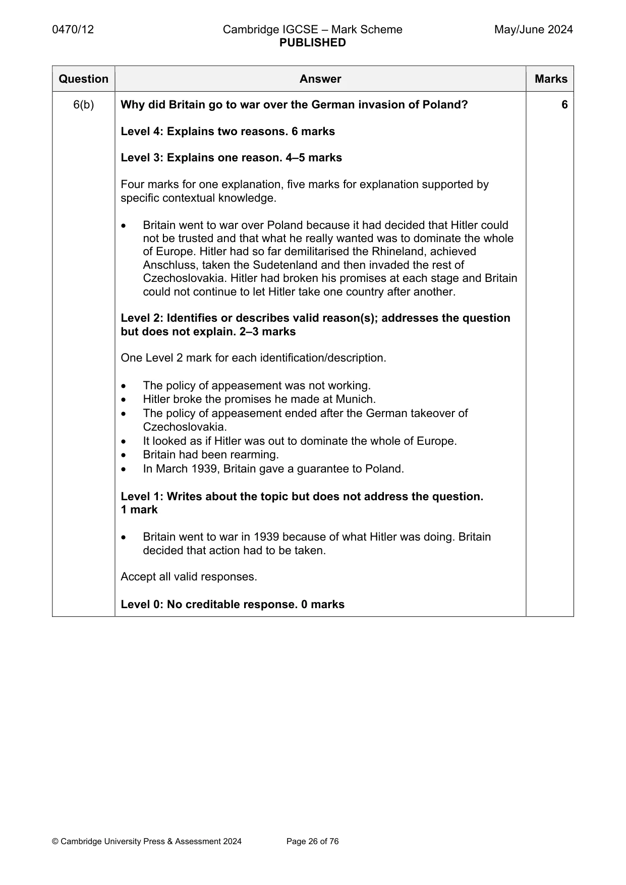 Mark scheme, page 26 of 76
