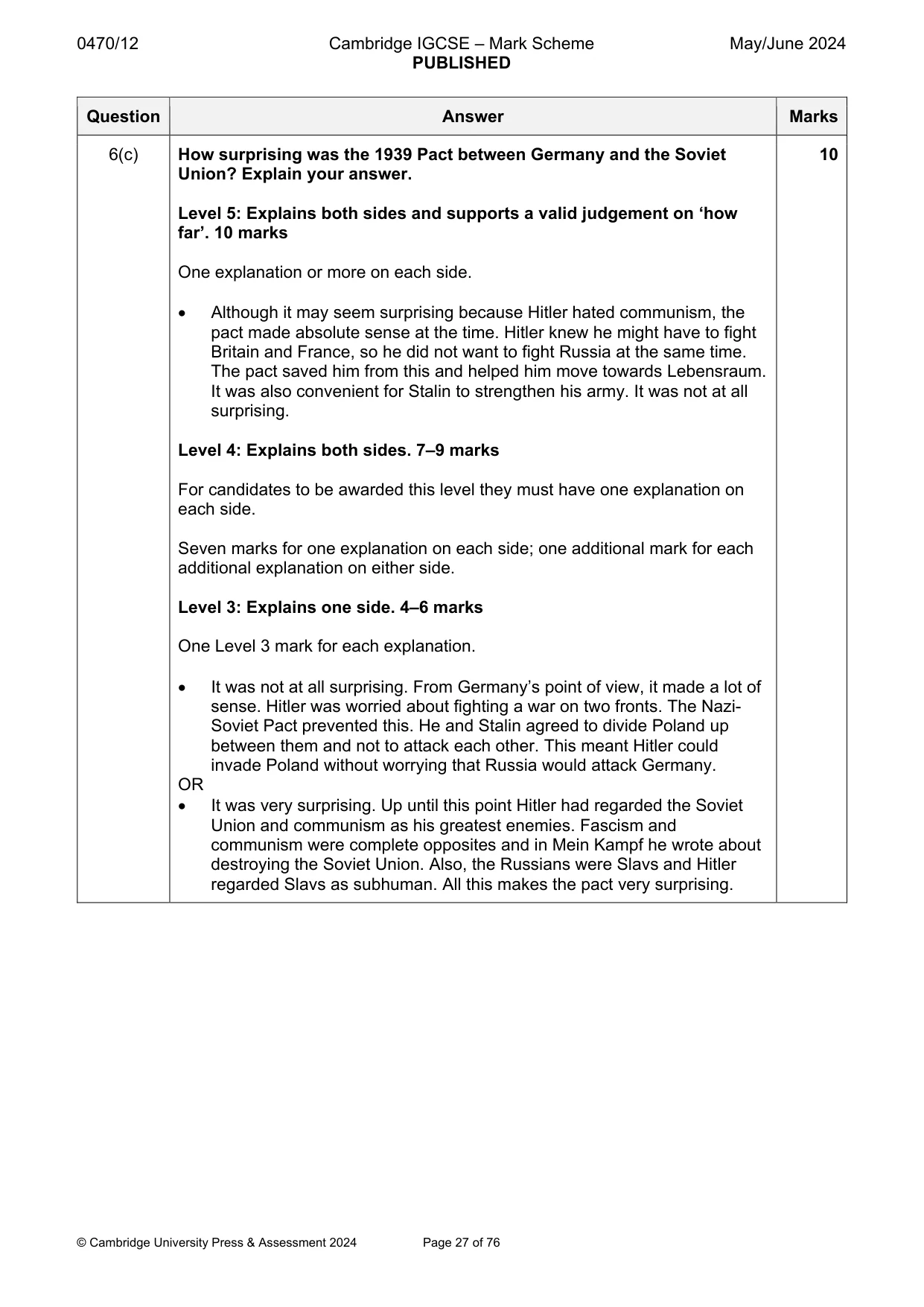 Mark scheme, page 27 of 76