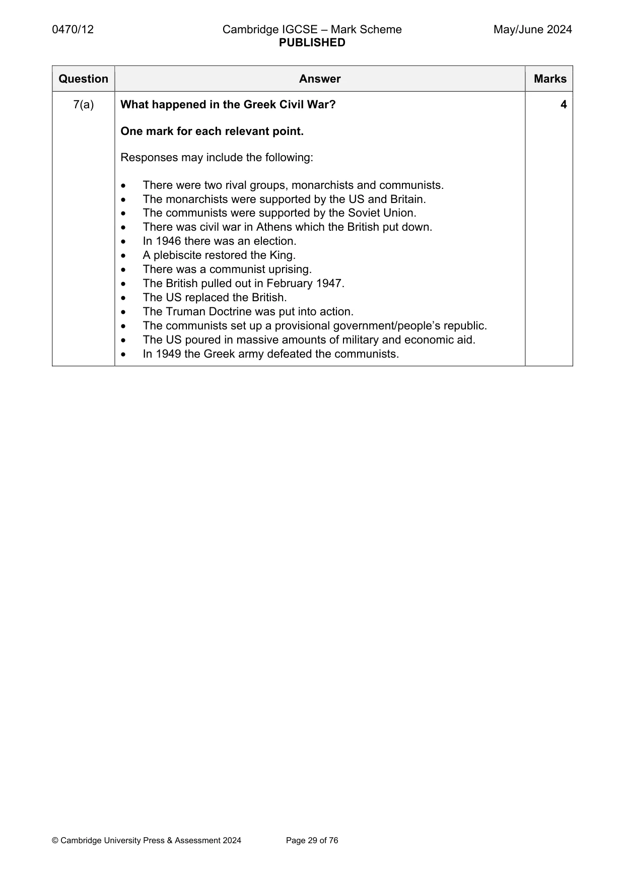 Mark scheme, page 29 of 76