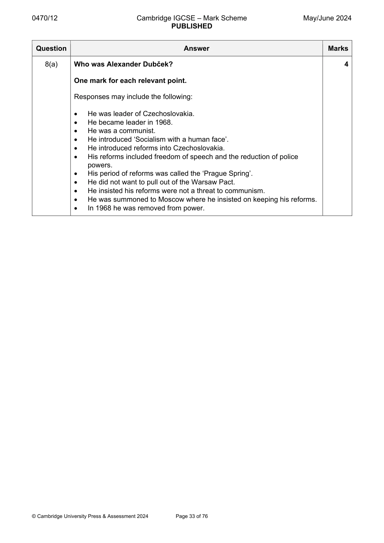 Mark scheme, page 33 of 76