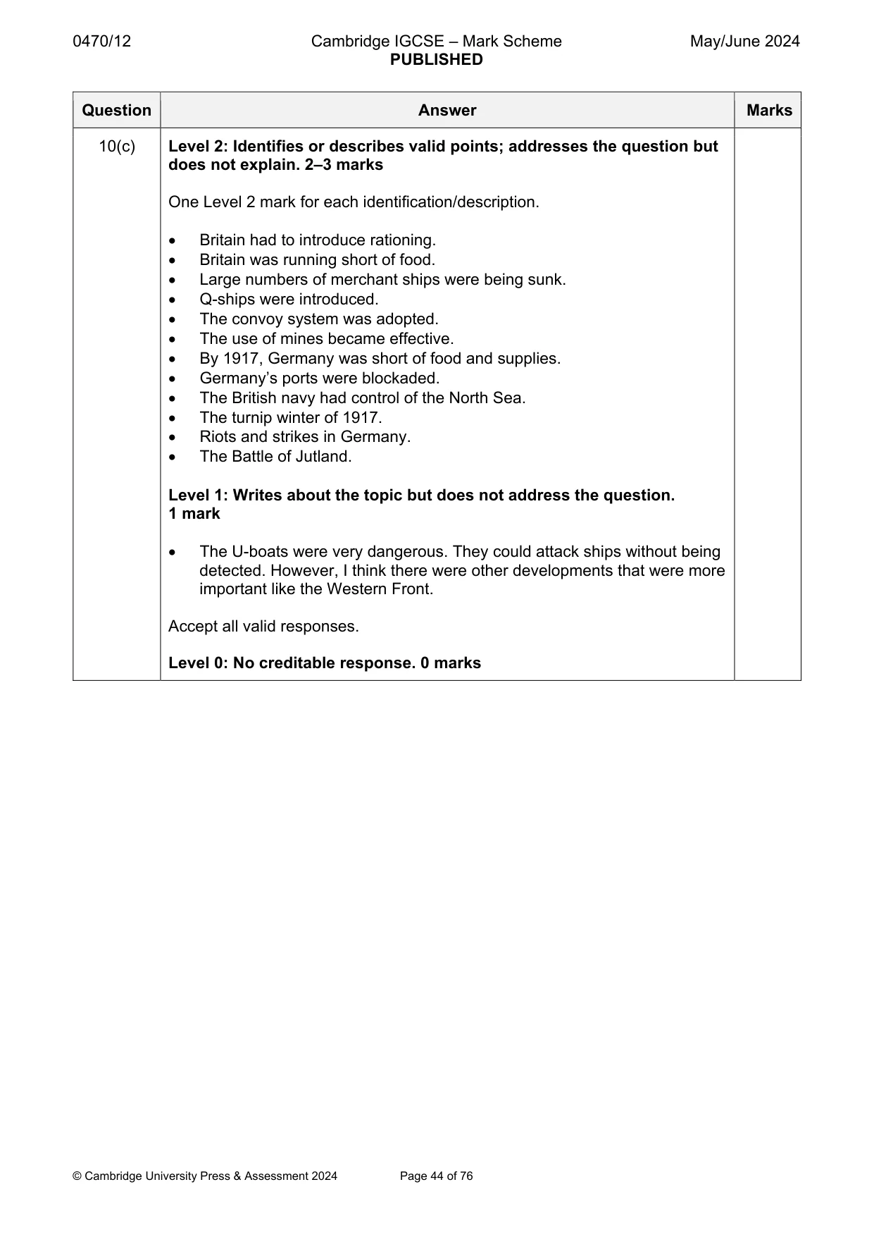 Mark scheme, page 44 of 76