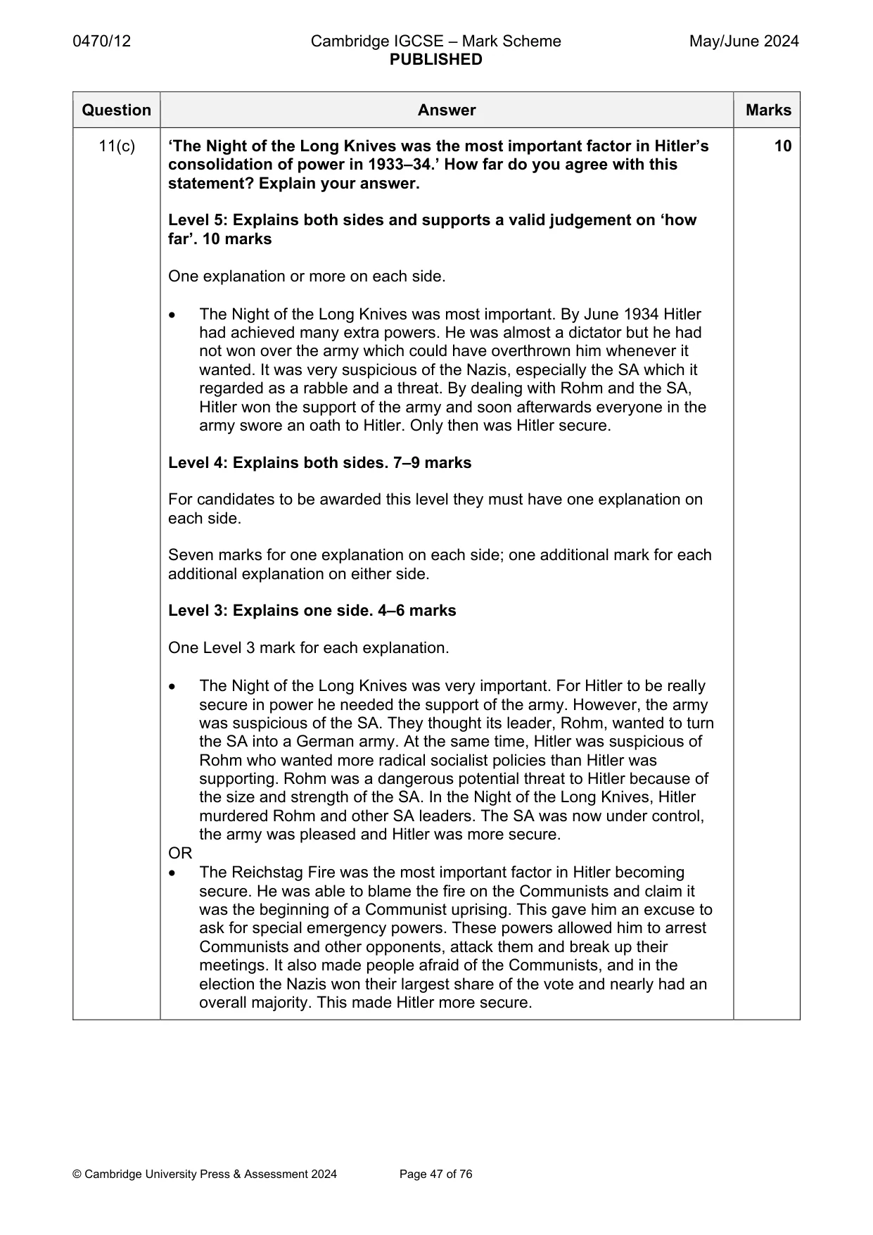 Mark scheme, page 47 of 76