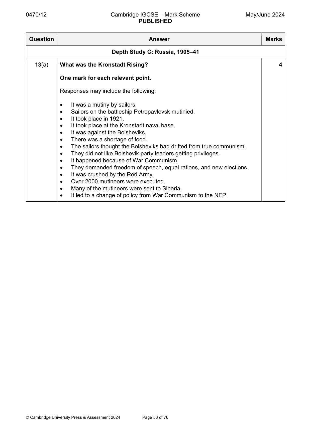 Mark scheme, page 53 of 76