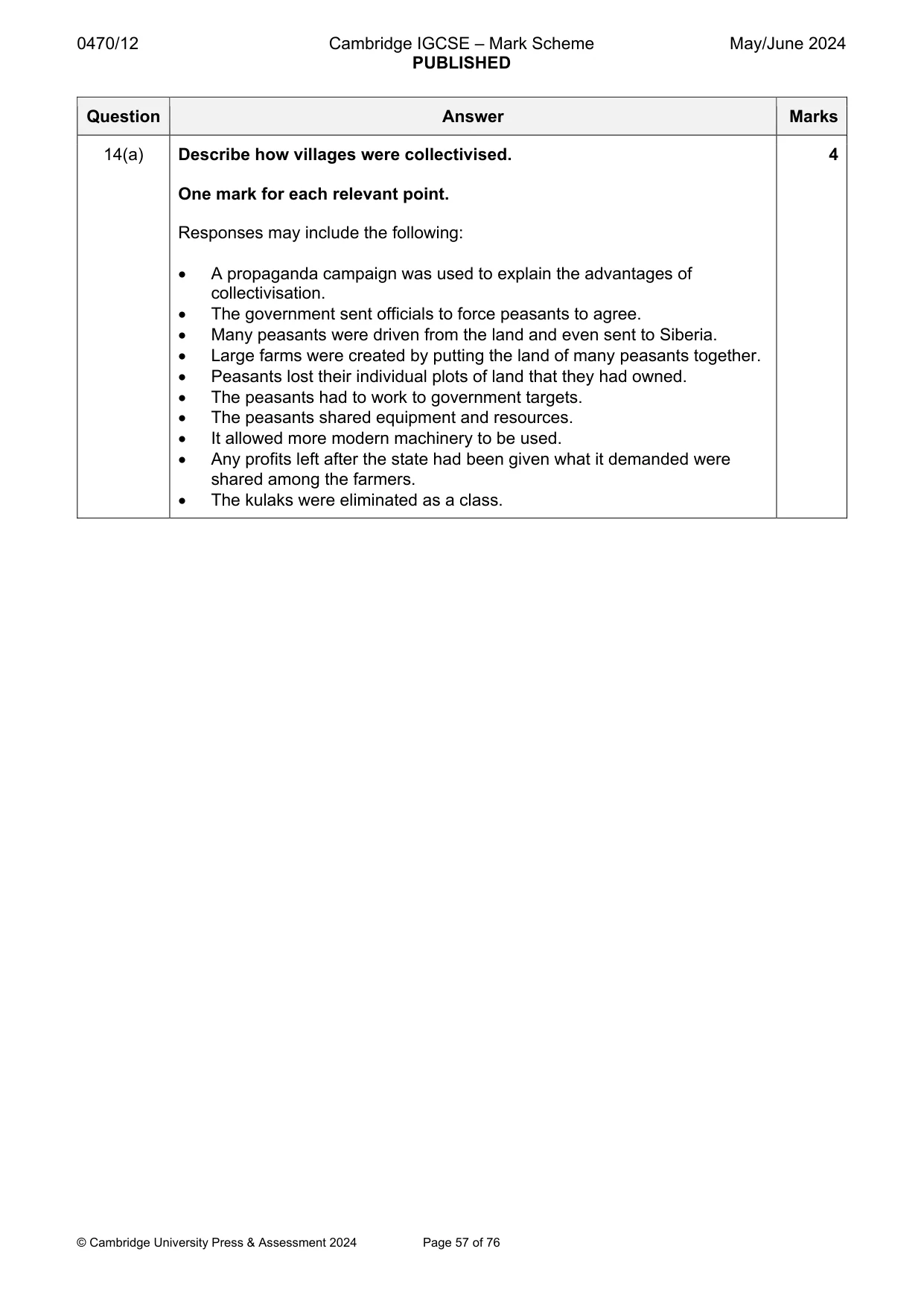 Mark scheme, page 57 of 76