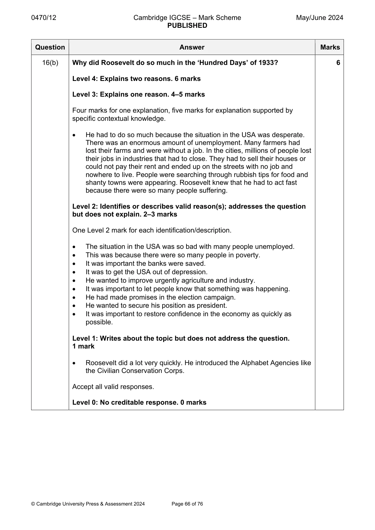 Mark scheme, page 66 of 76