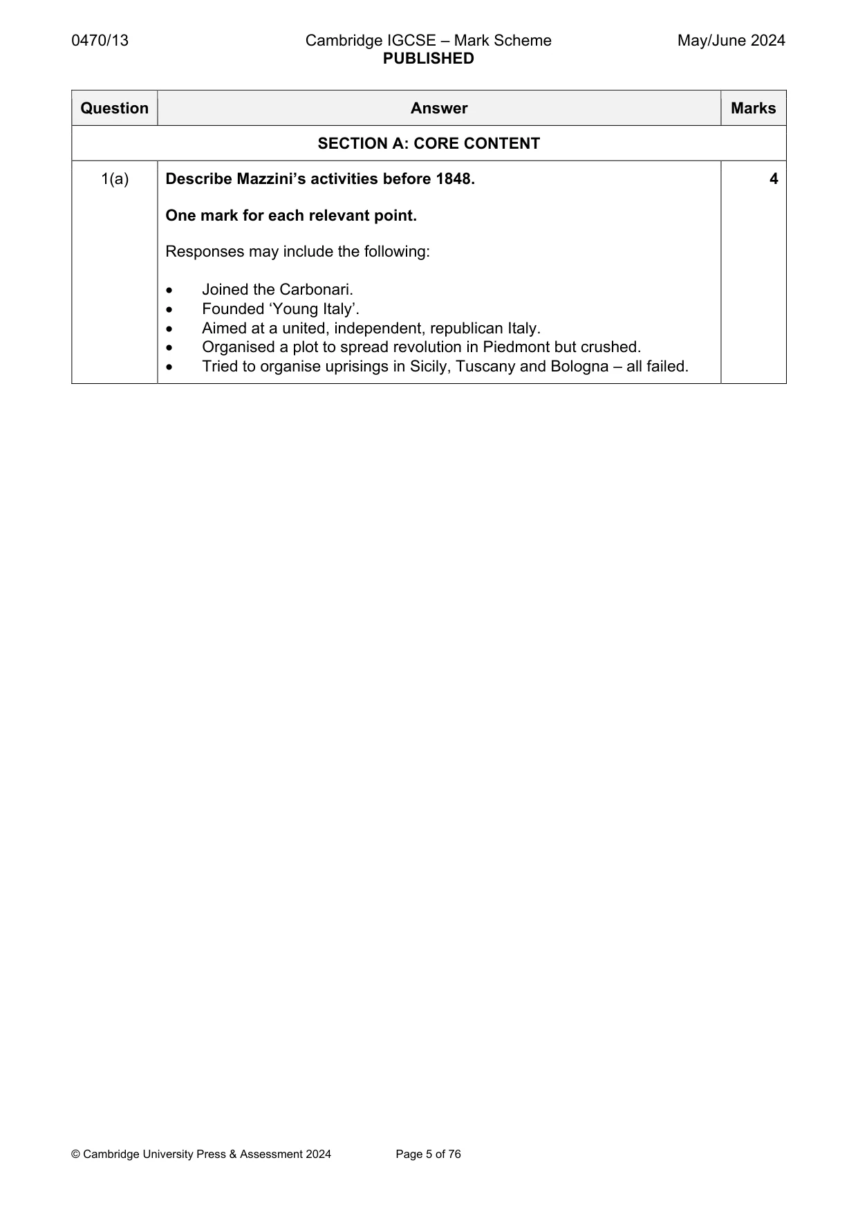 Mark scheme, page 5 of 76