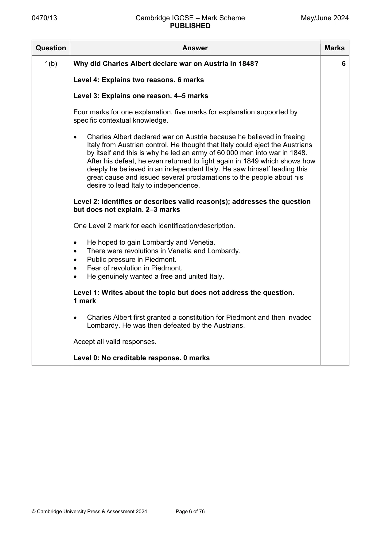 Mark scheme, page 6 of 76