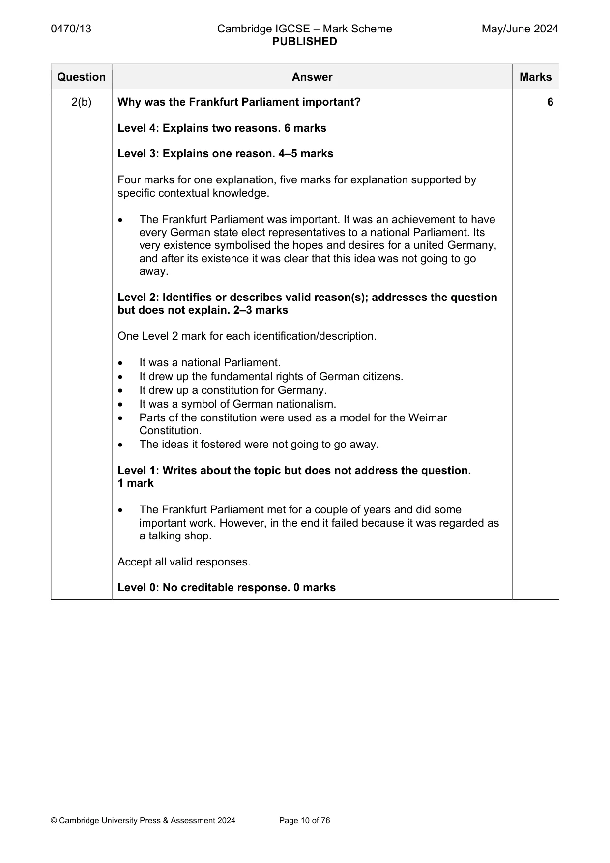 Mark scheme, page 10 of 76