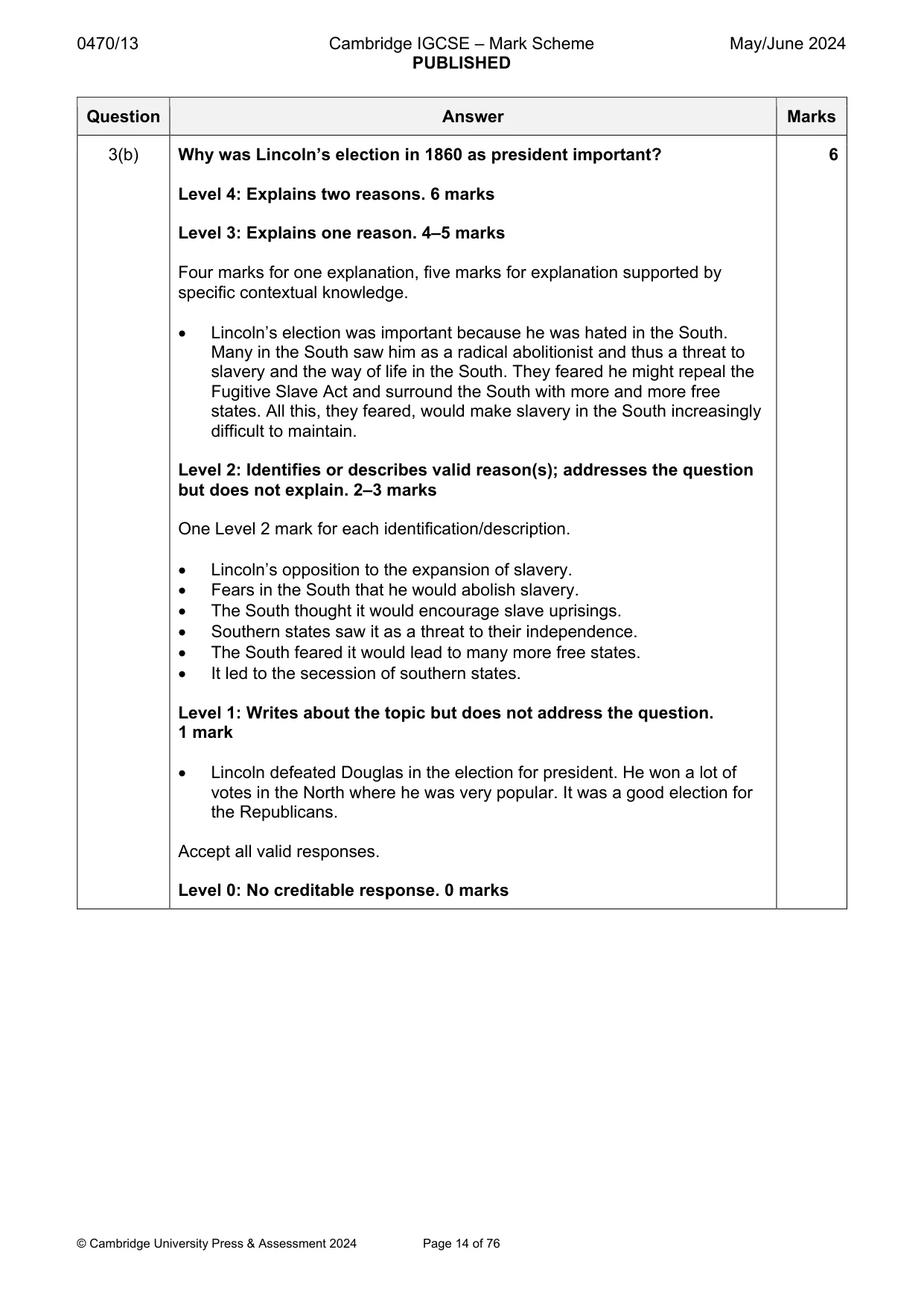 Mark scheme, page 14 of 76