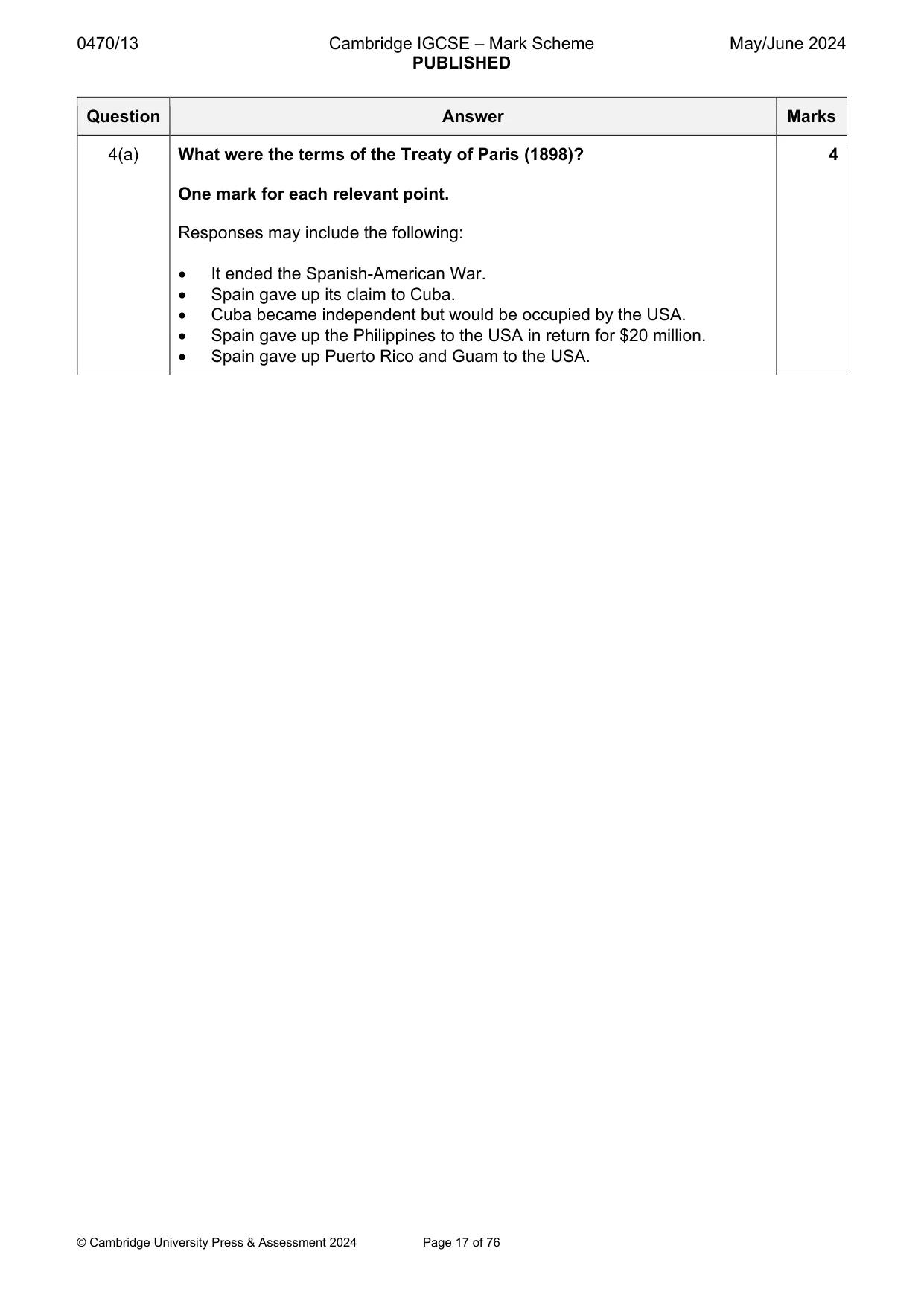Mark scheme, page 17 of 76