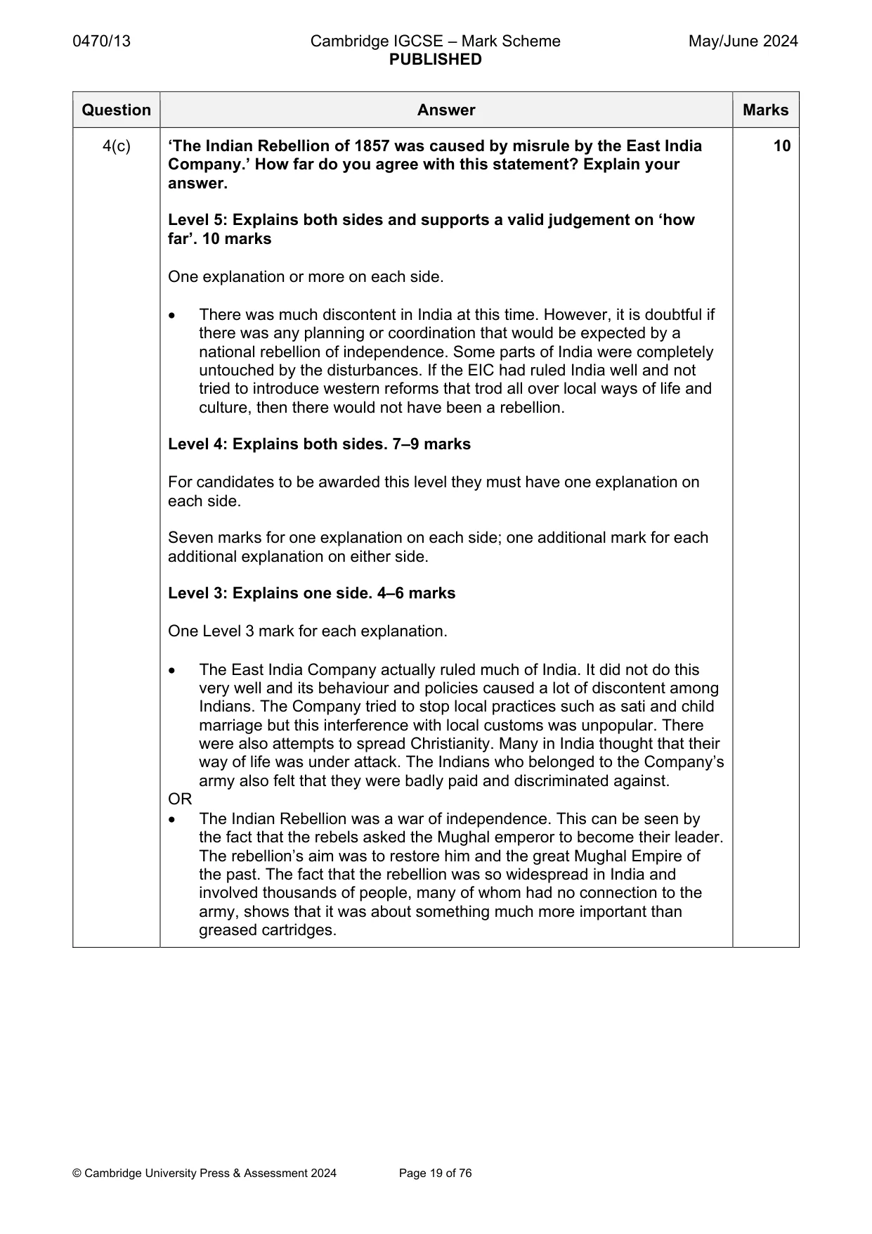 Mark scheme, page 19 of 76