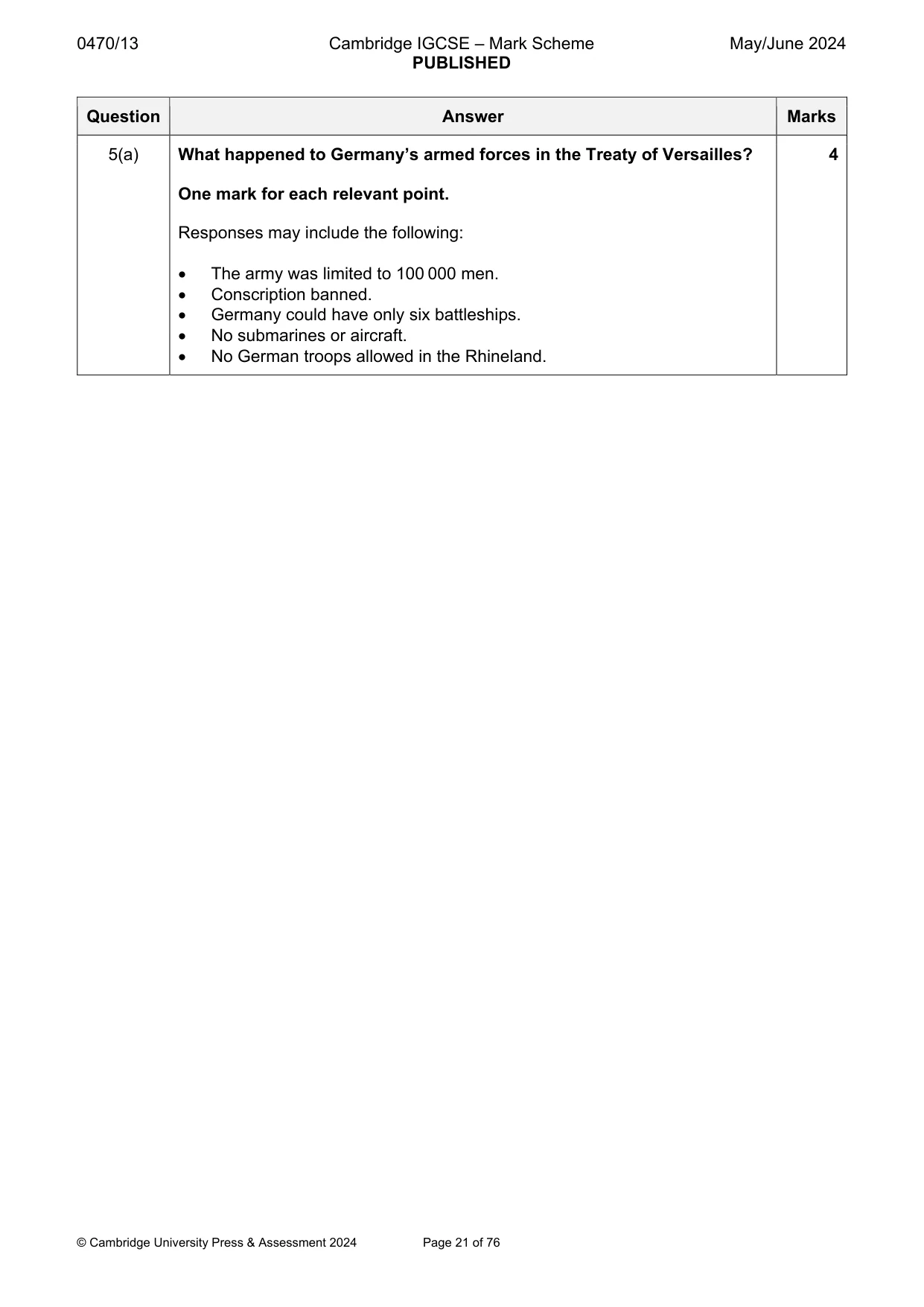 Mark scheme, page 21 of 76
