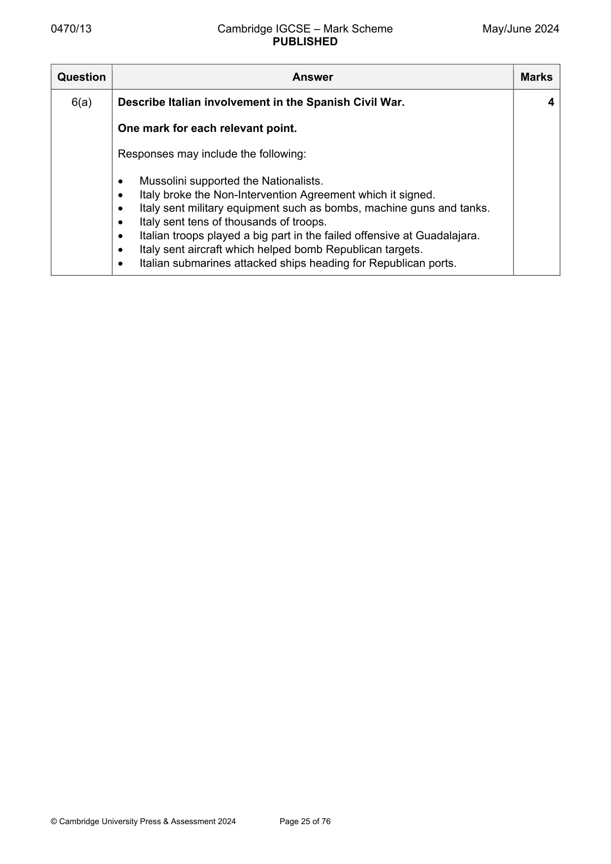 Mark scheme, page 25 of 76