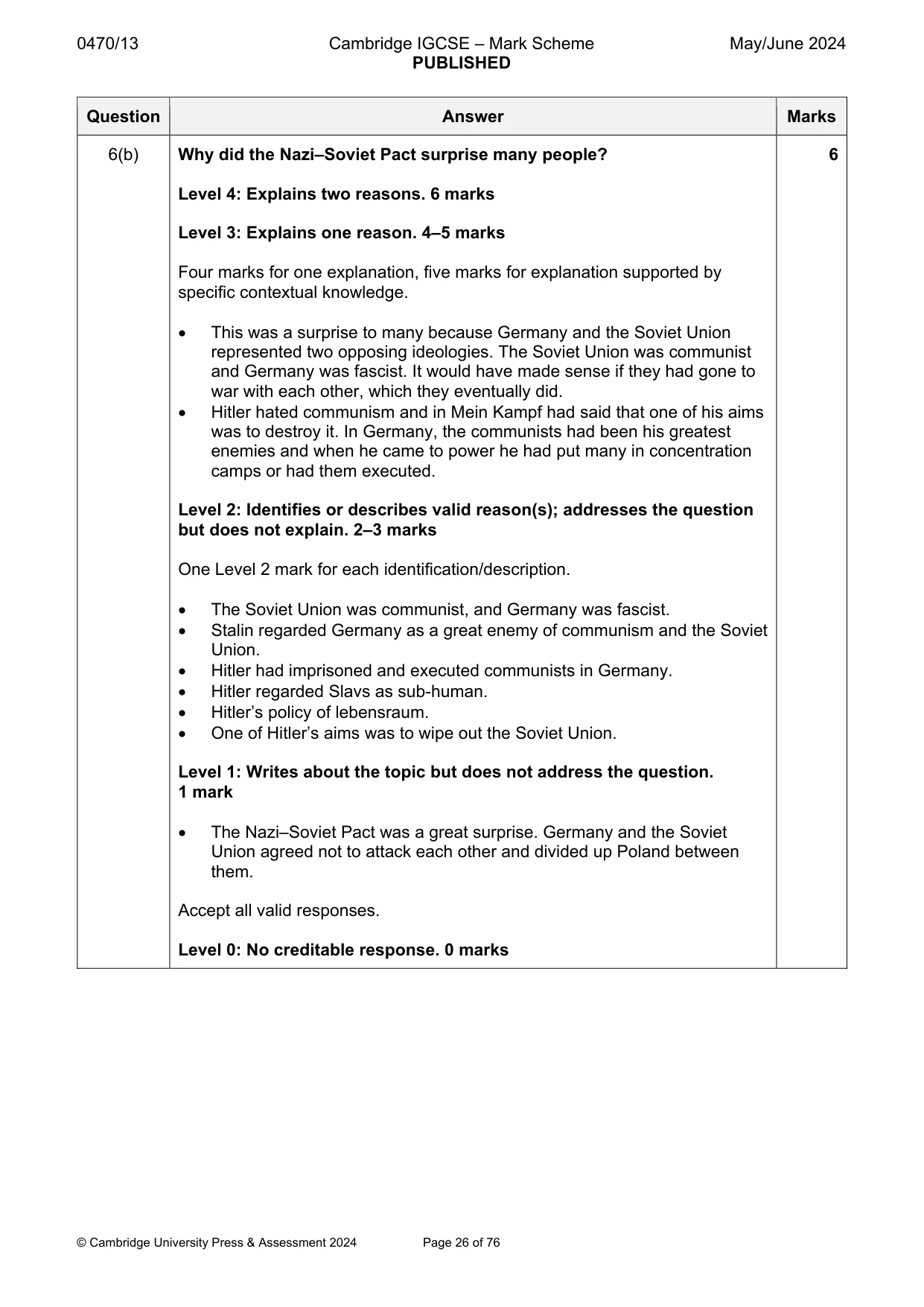 Mark scheme, page 26 of 76