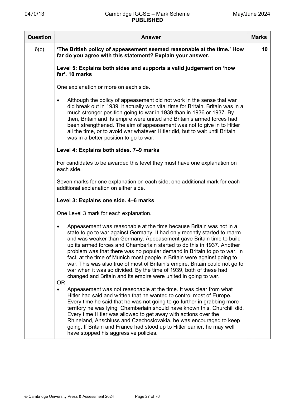 Mark scheme, page 27 of 76