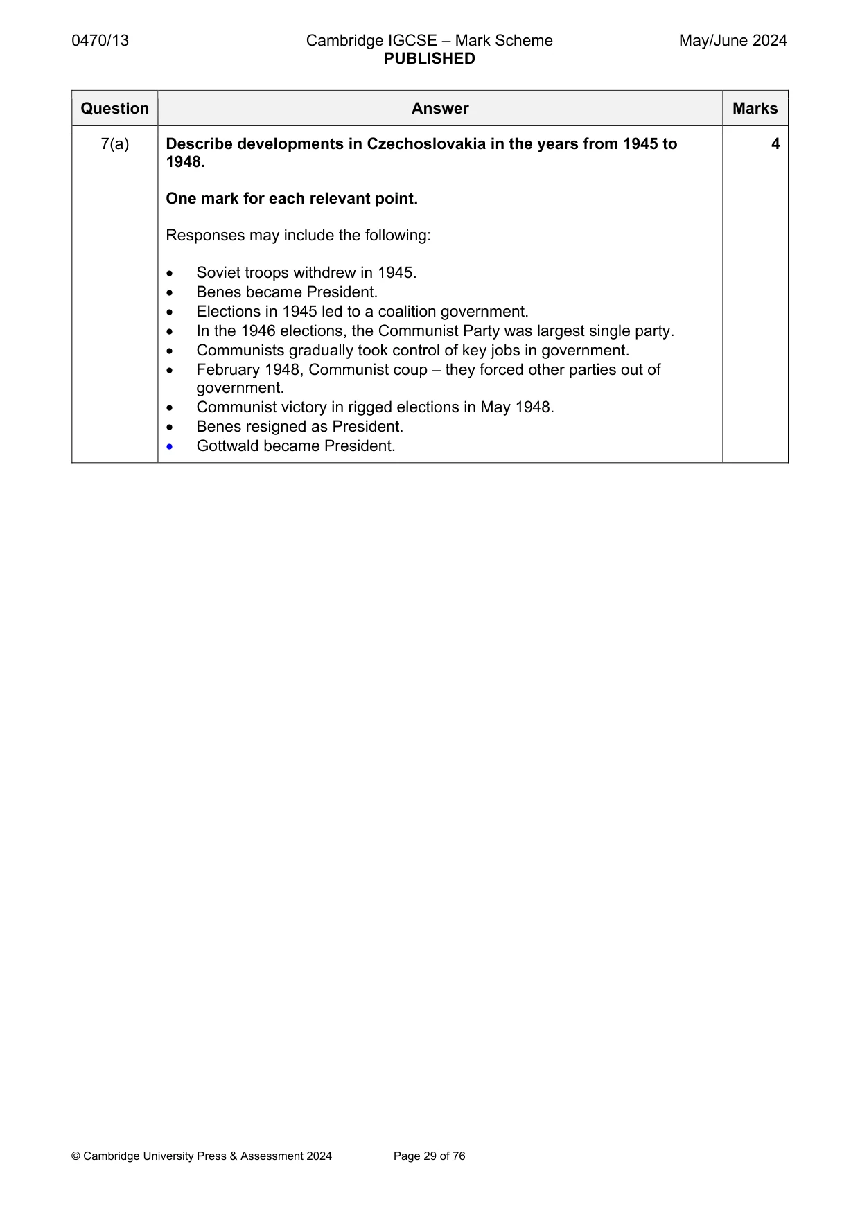 Mark scheme, page 29 of 76