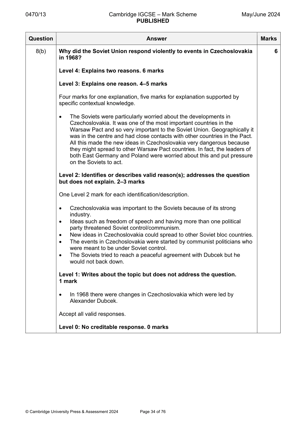 Mark scheme, page 34 of 76