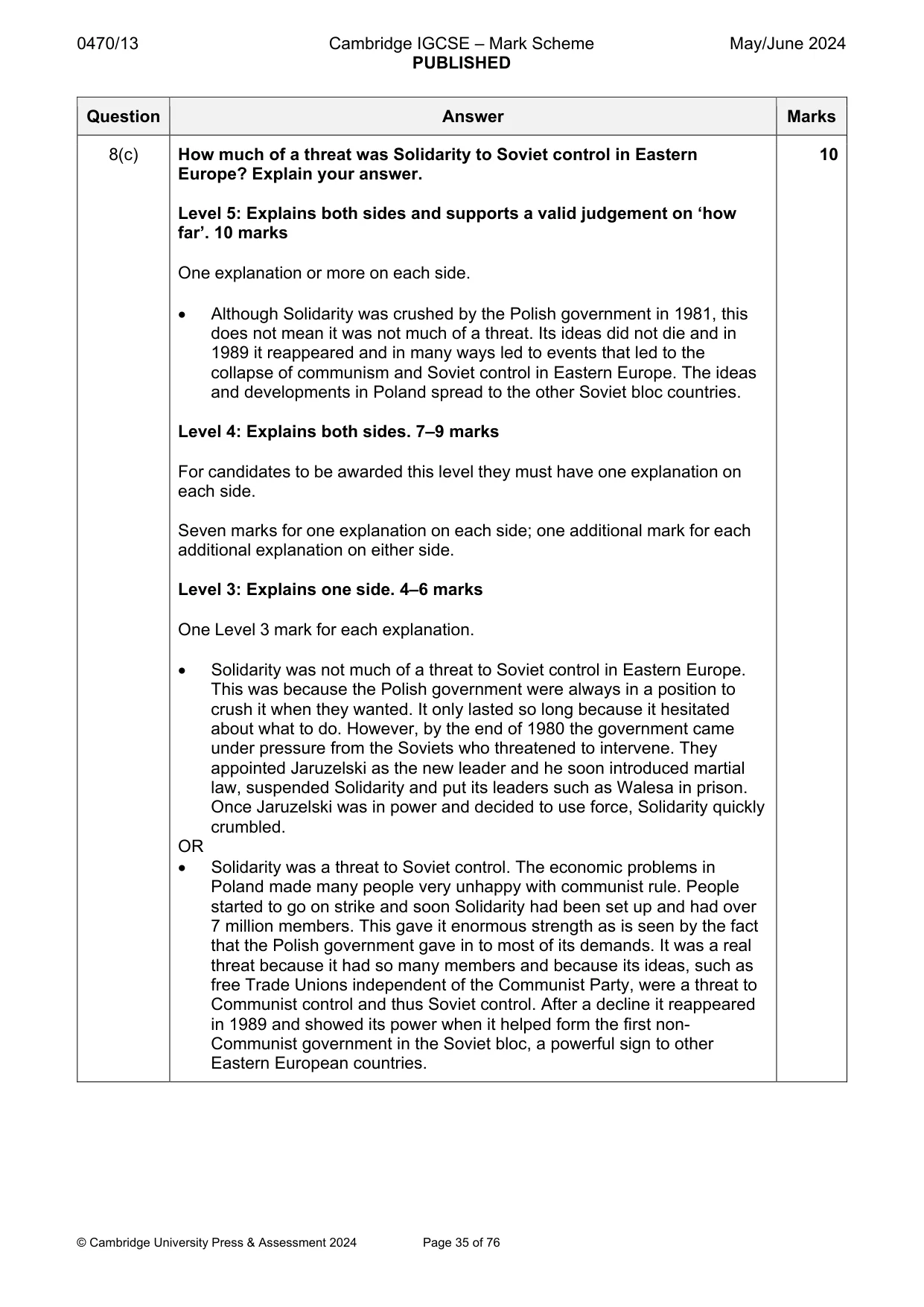 Mark scheme, page 35 of 76