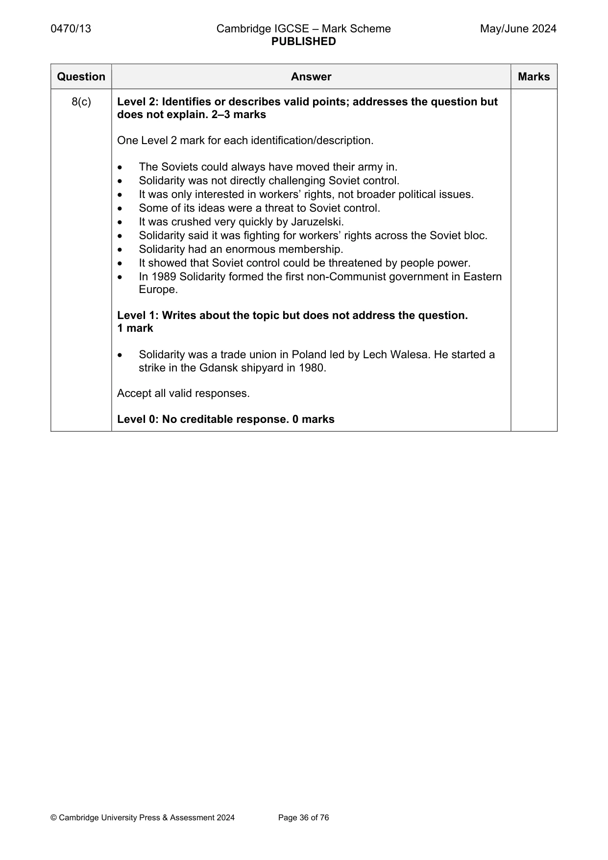 Mark scheme, page 36 of 76