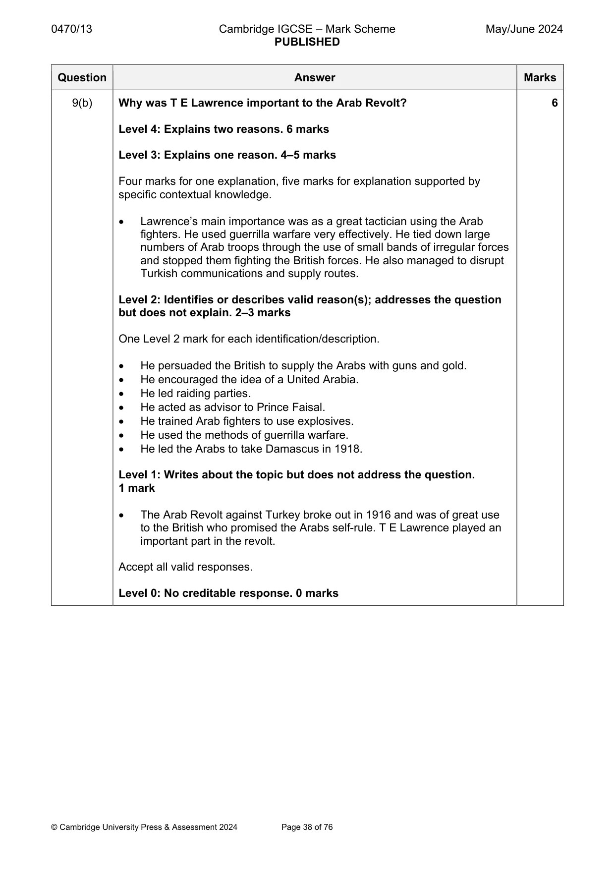 Mark scheme, page 38 of 76