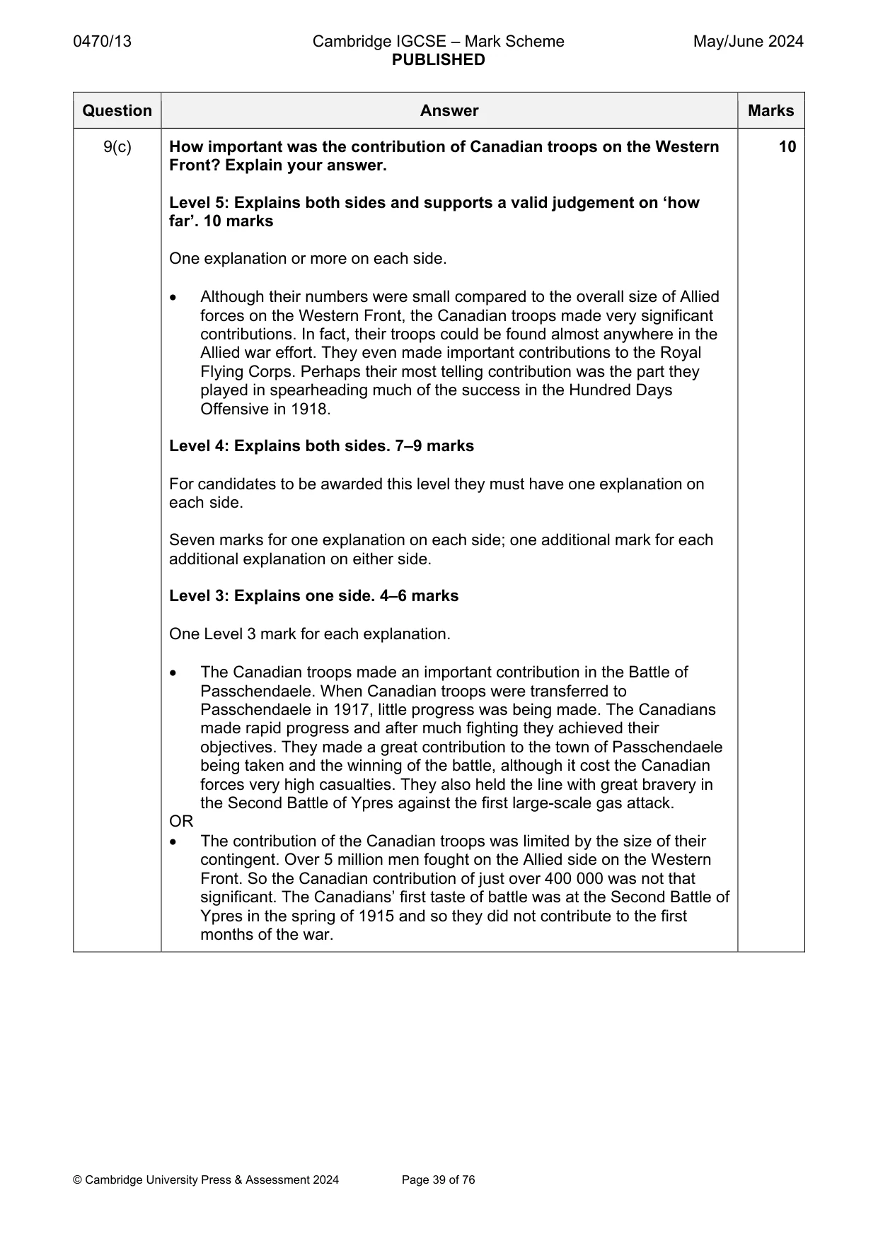 Mark scheme, page 39 of 76